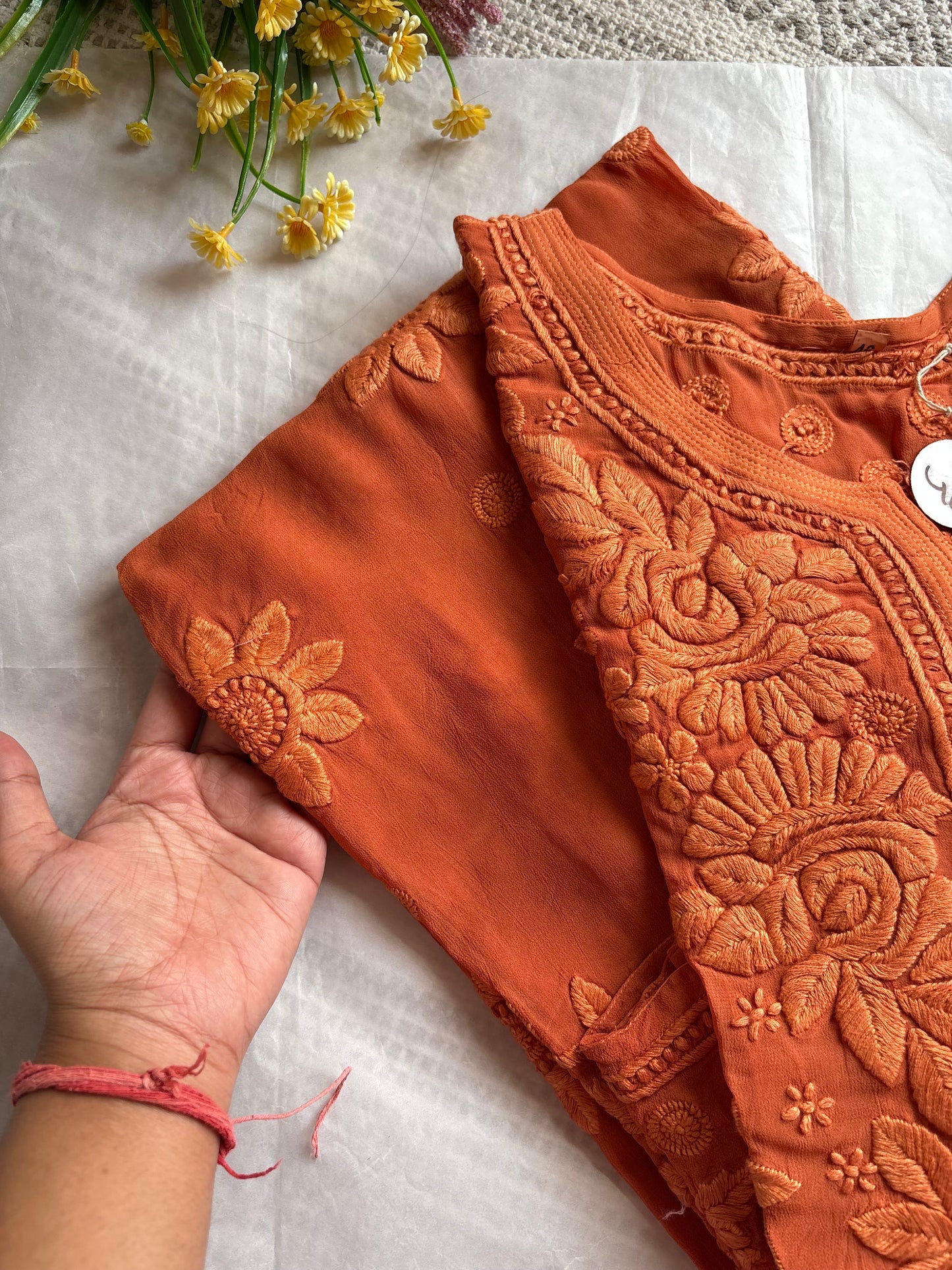 Inayah Rust Brown Premium 3D Chikankari Kurta/ Coord/ Full suit