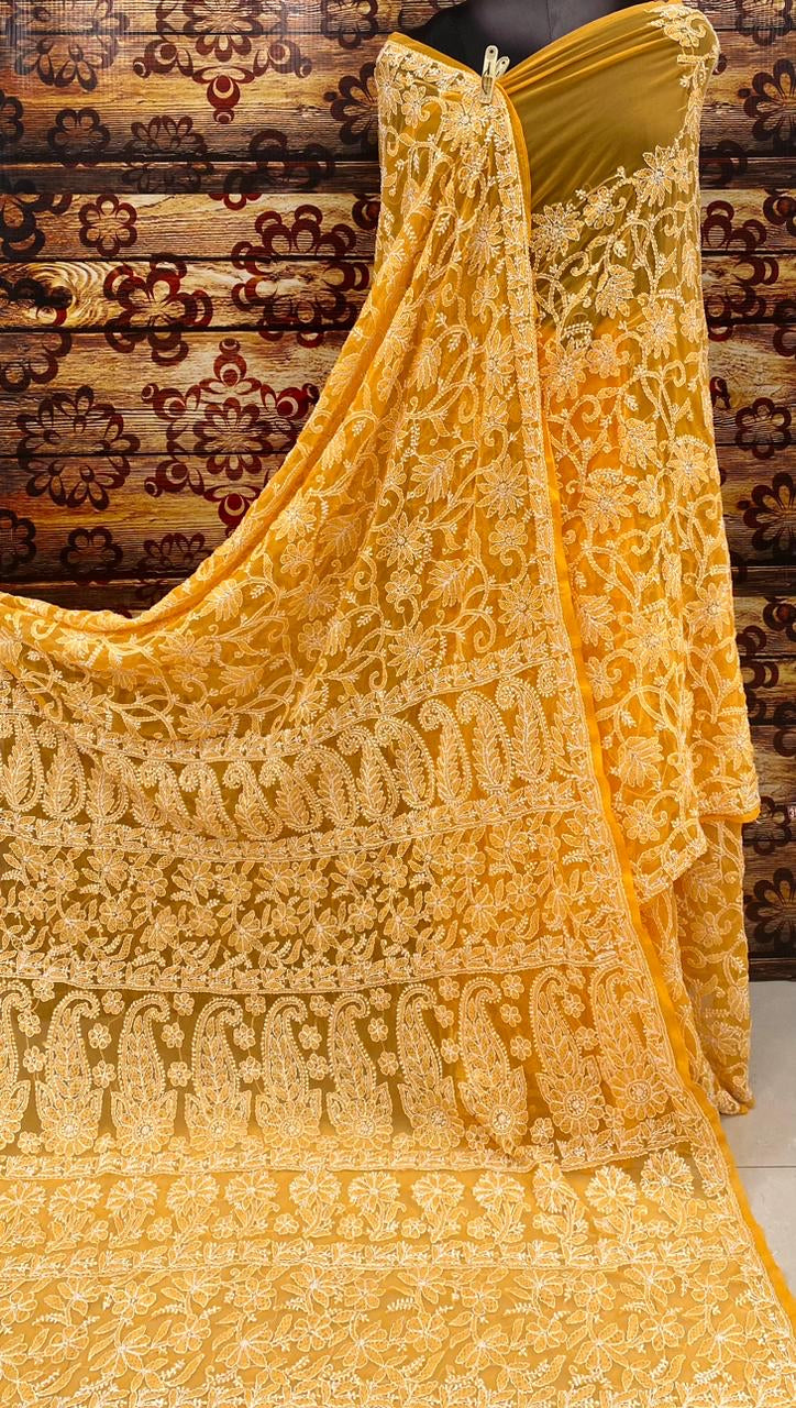Chikankari Jaal work Saree
