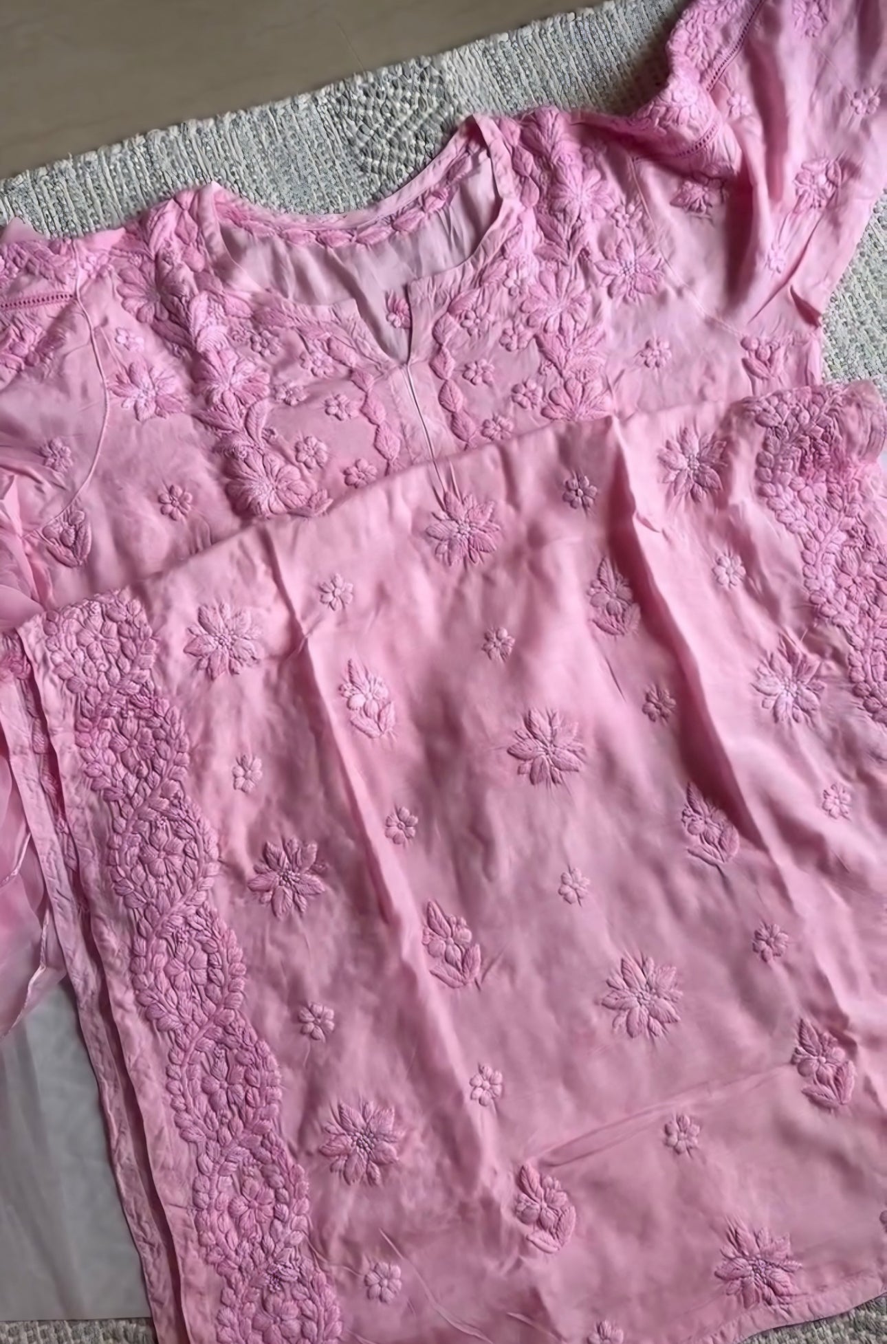 Blush Rose Premium 3D Chikankari Kurta/ Coord/ Full Suit