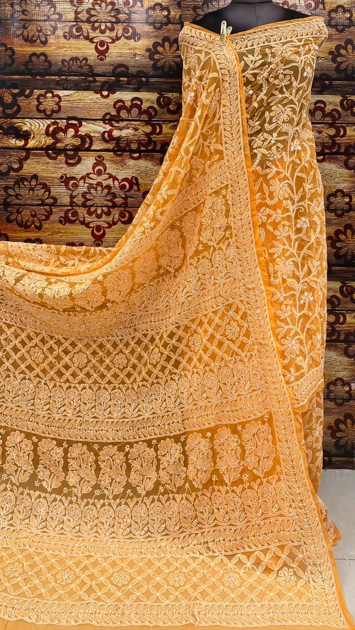 Chikankari Jaal Work Saree