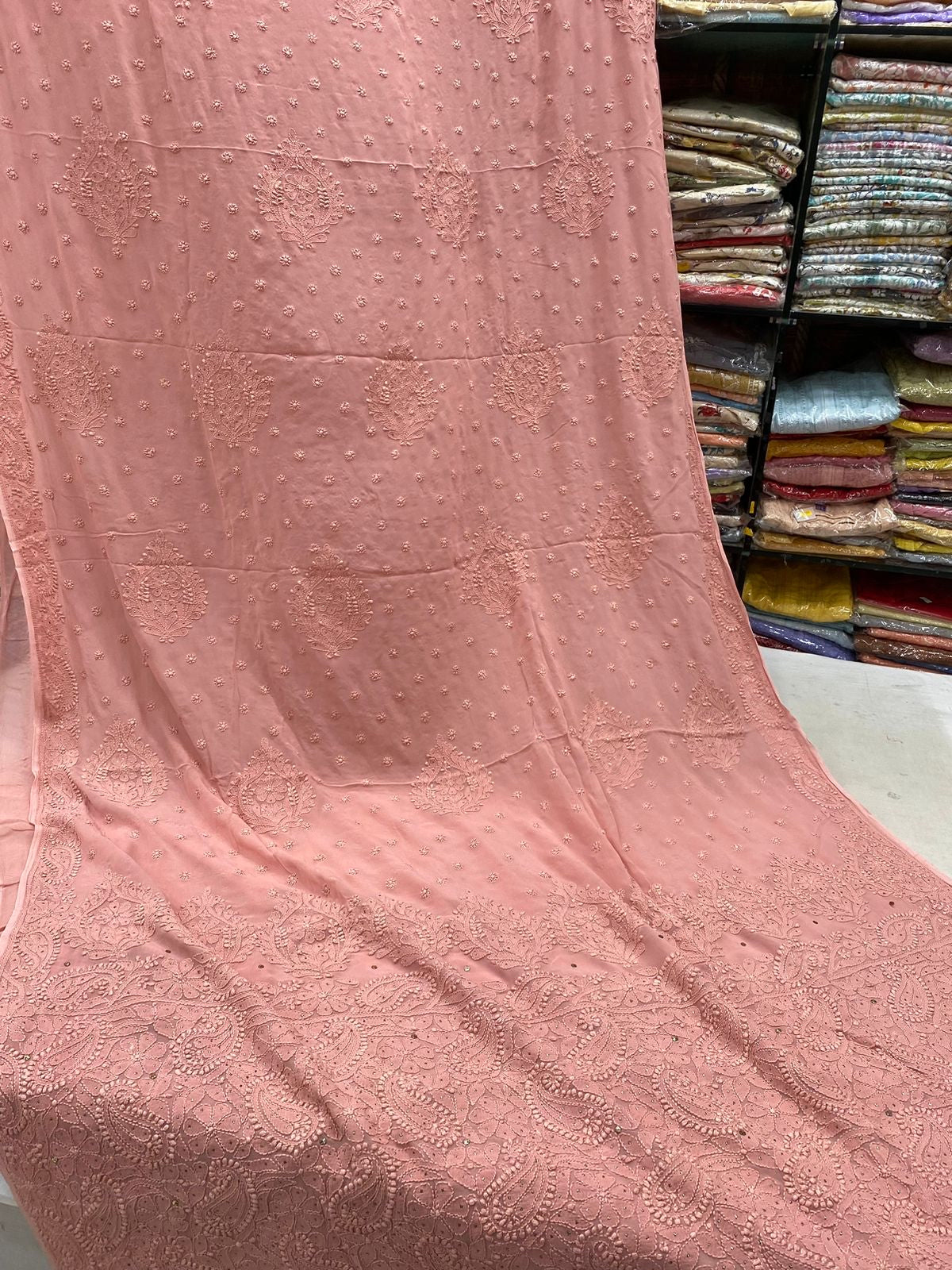 Mukaish Work Chikankari Saree