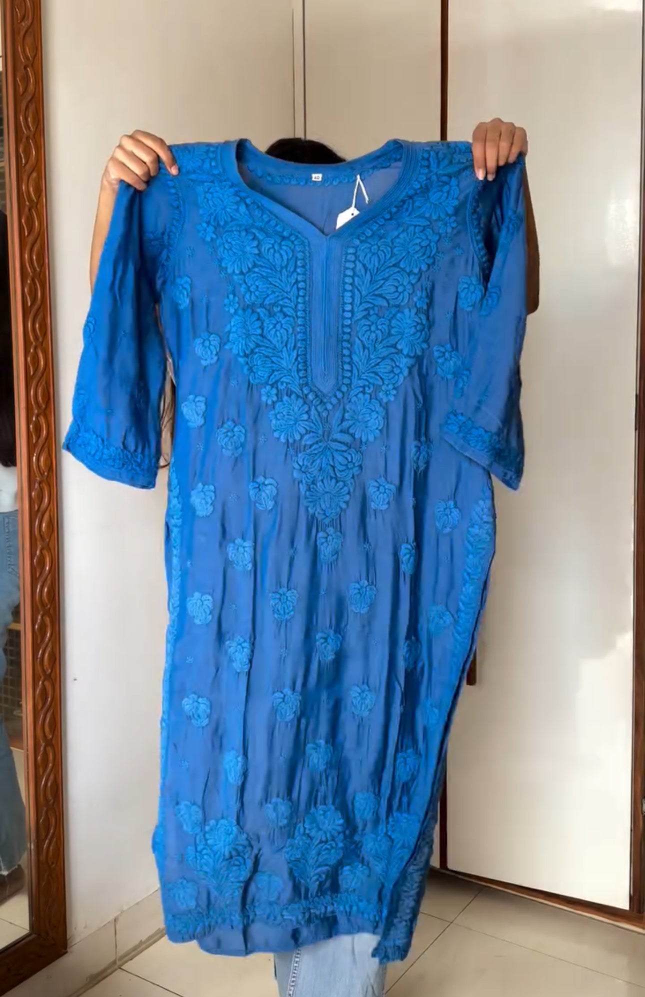 Muslin 3D Chikankari Kurta