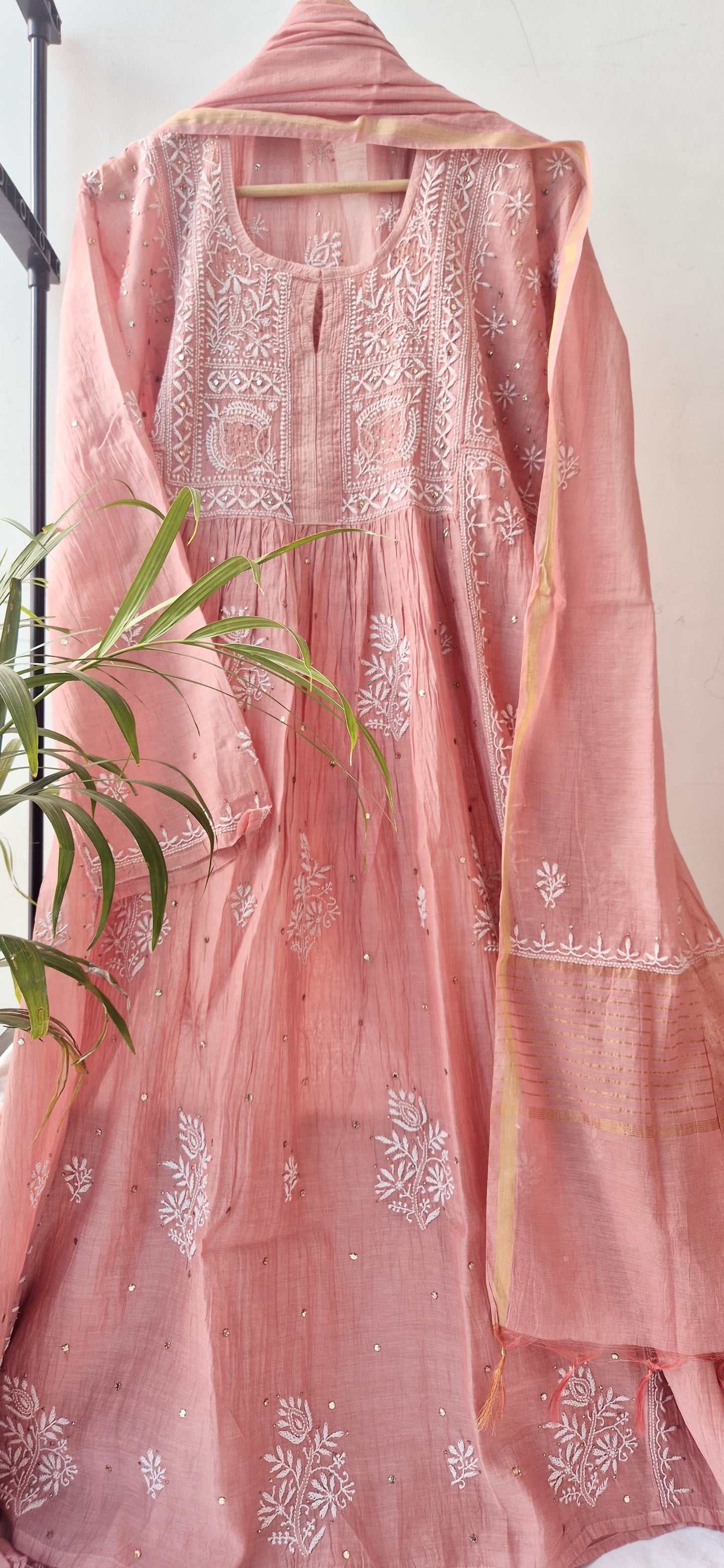 Noor Chikankari Mukaish Gown Set
