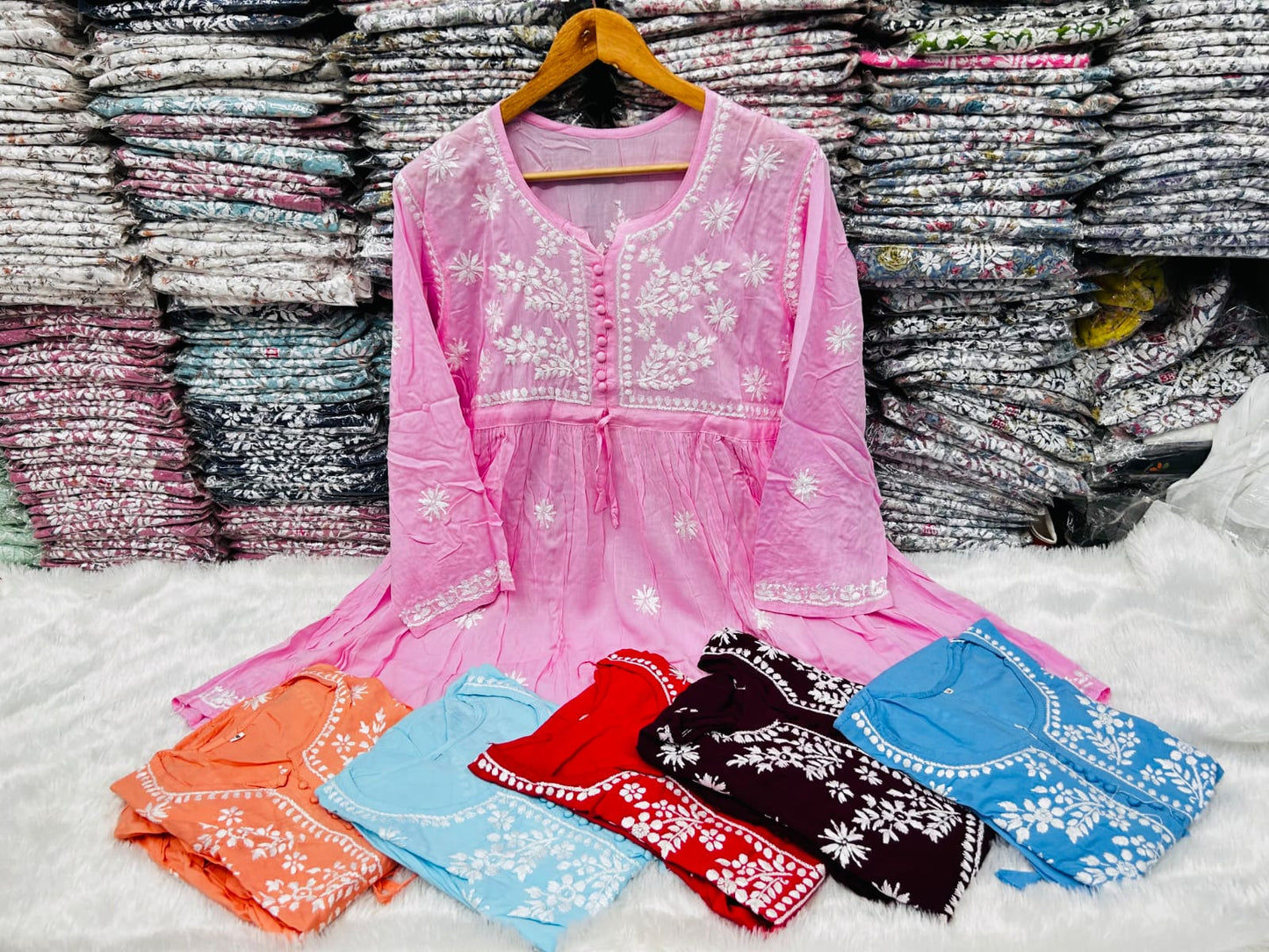 Modal Chikankari Short Kurti