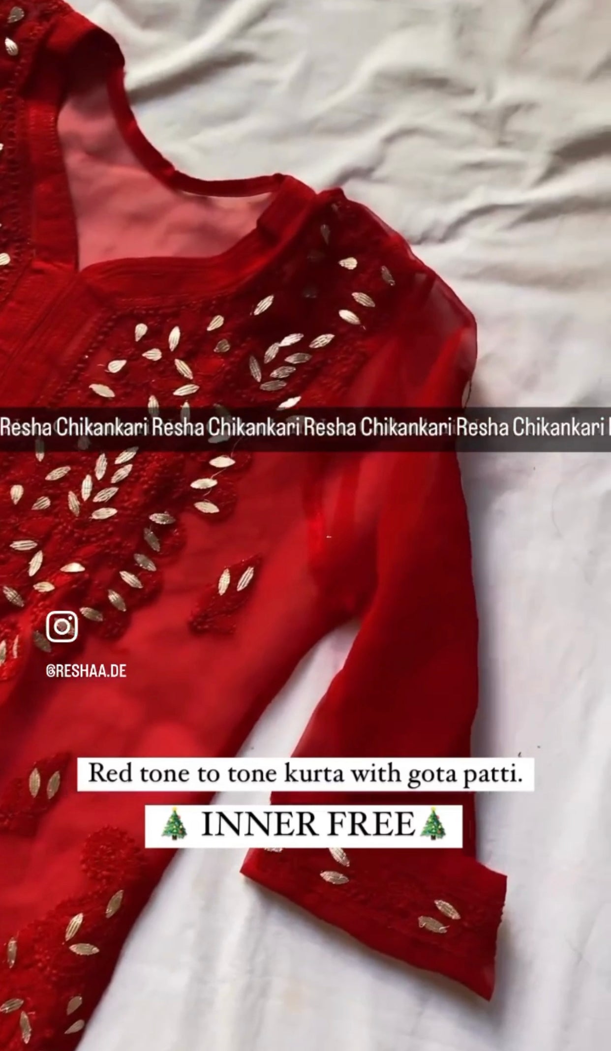 Chilkankari Red Kurta