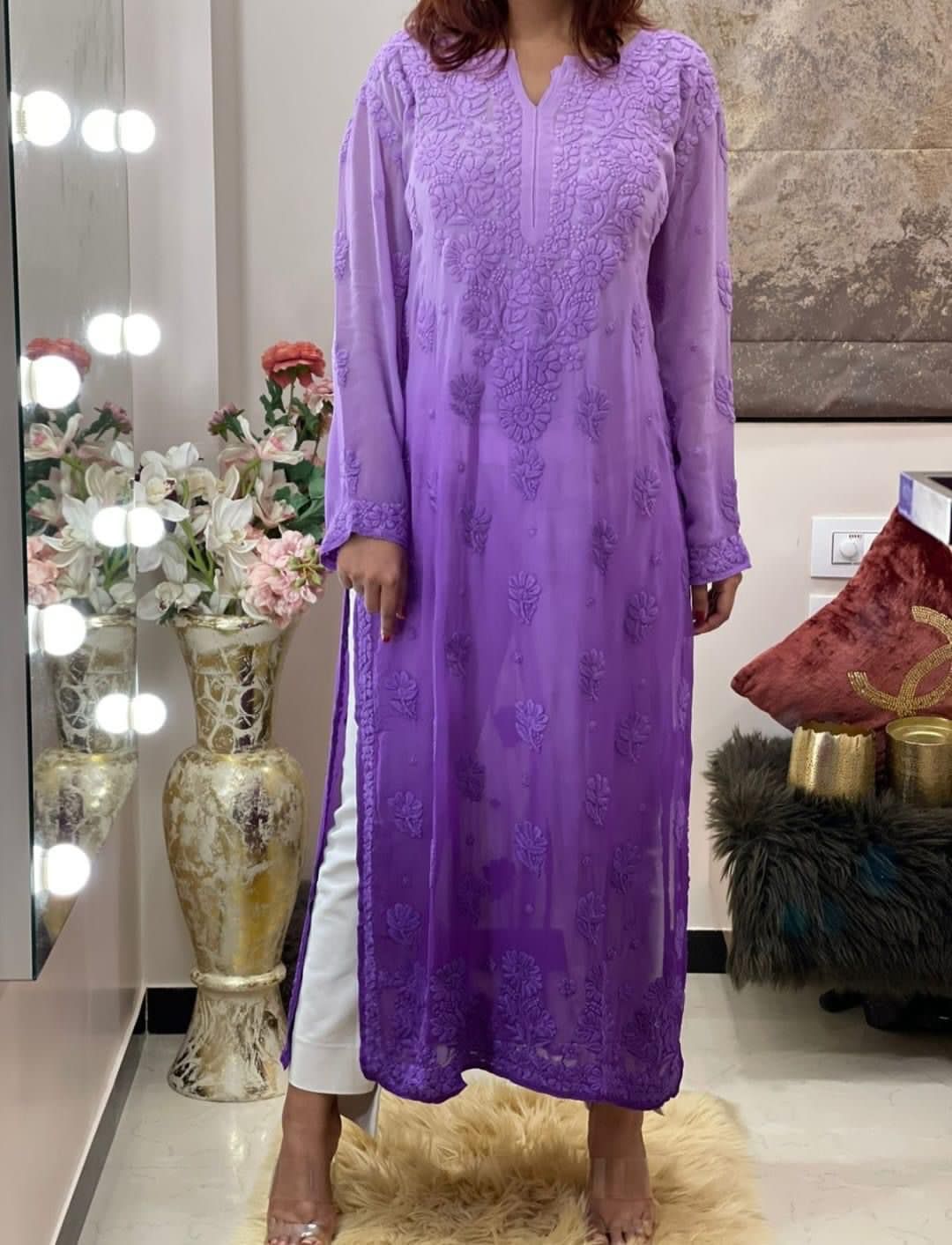 Resha Ombre Chikankari Kurta