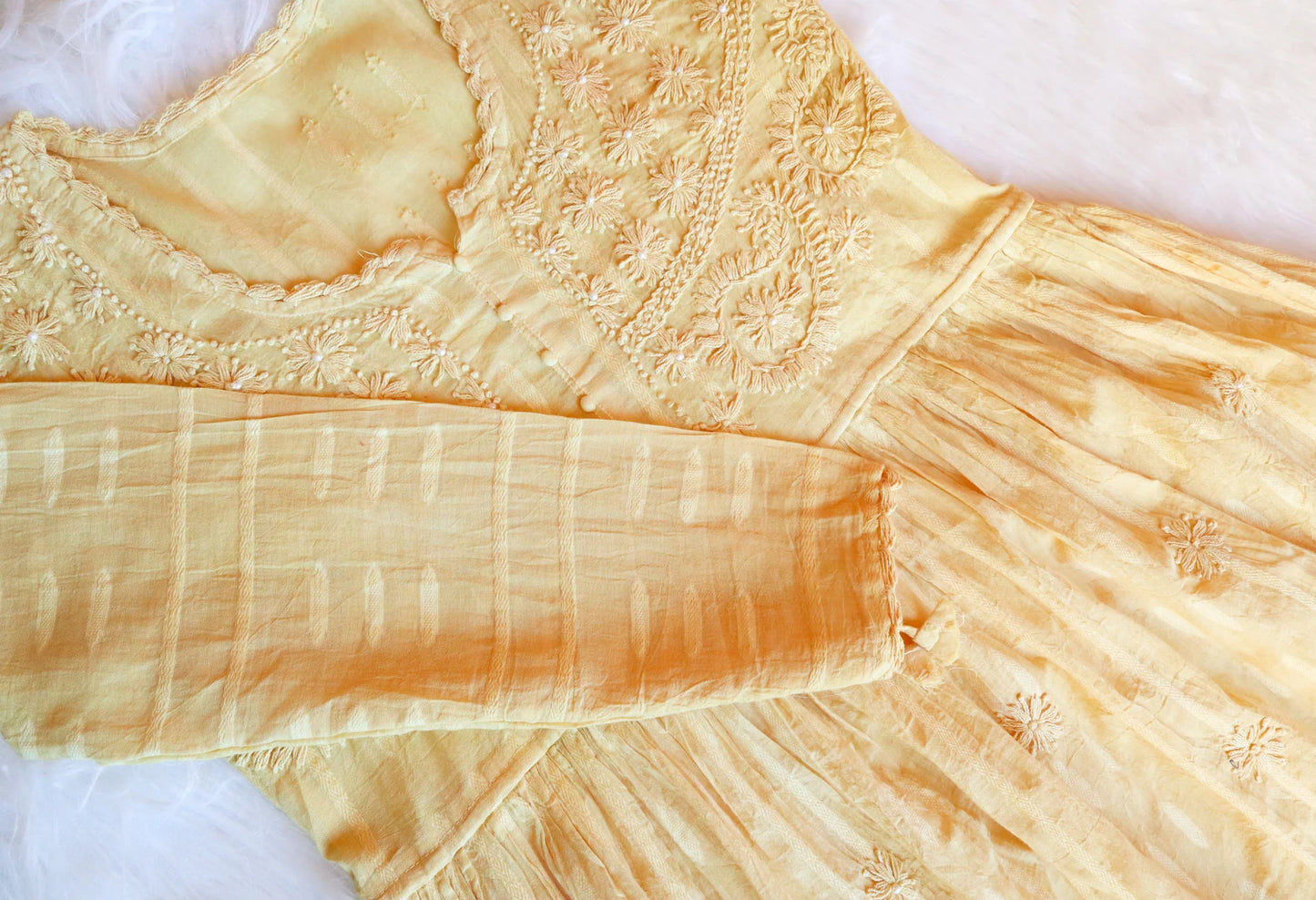 Yellow Chikankari Short Top