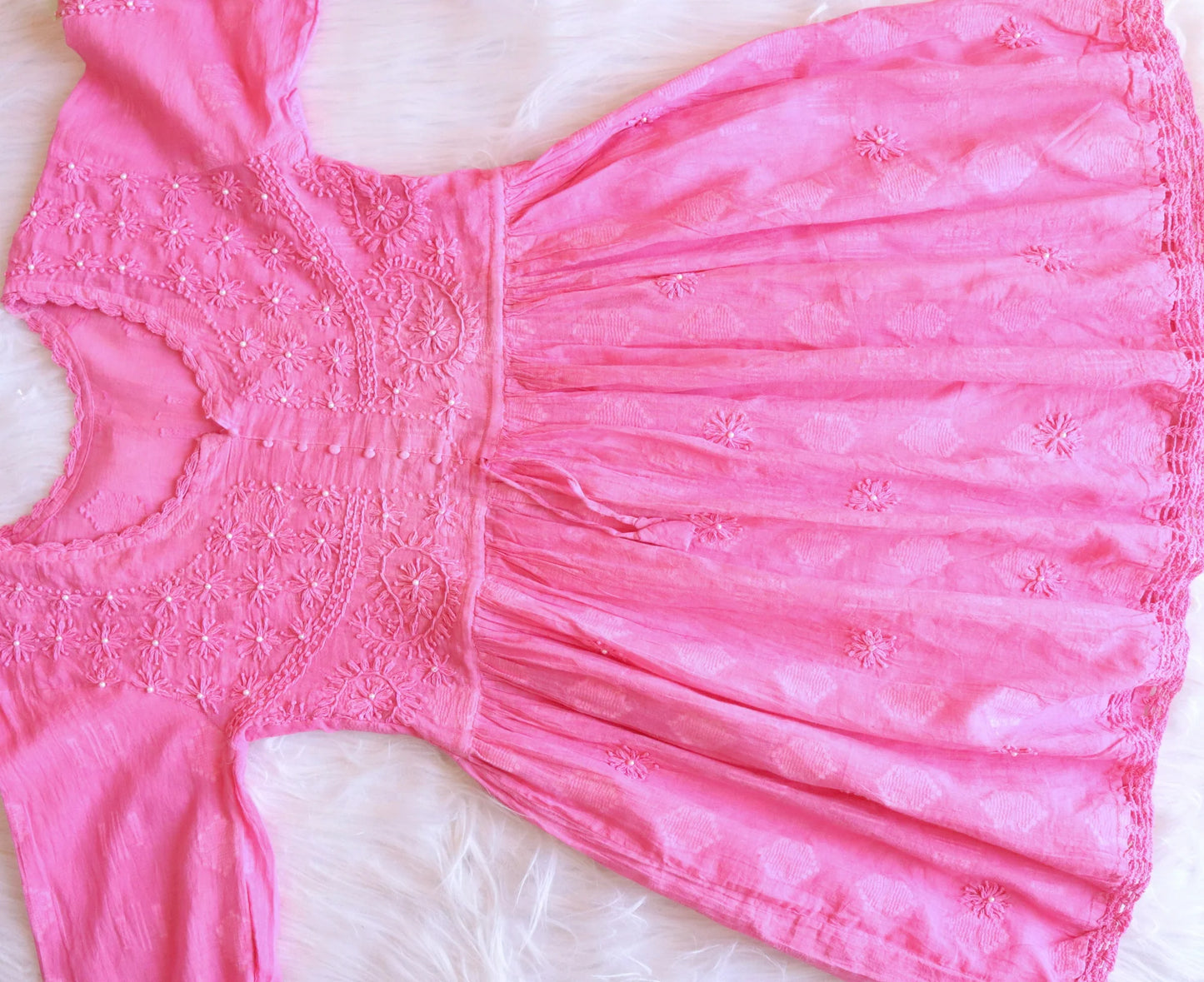 Pink Short Chikankari Top