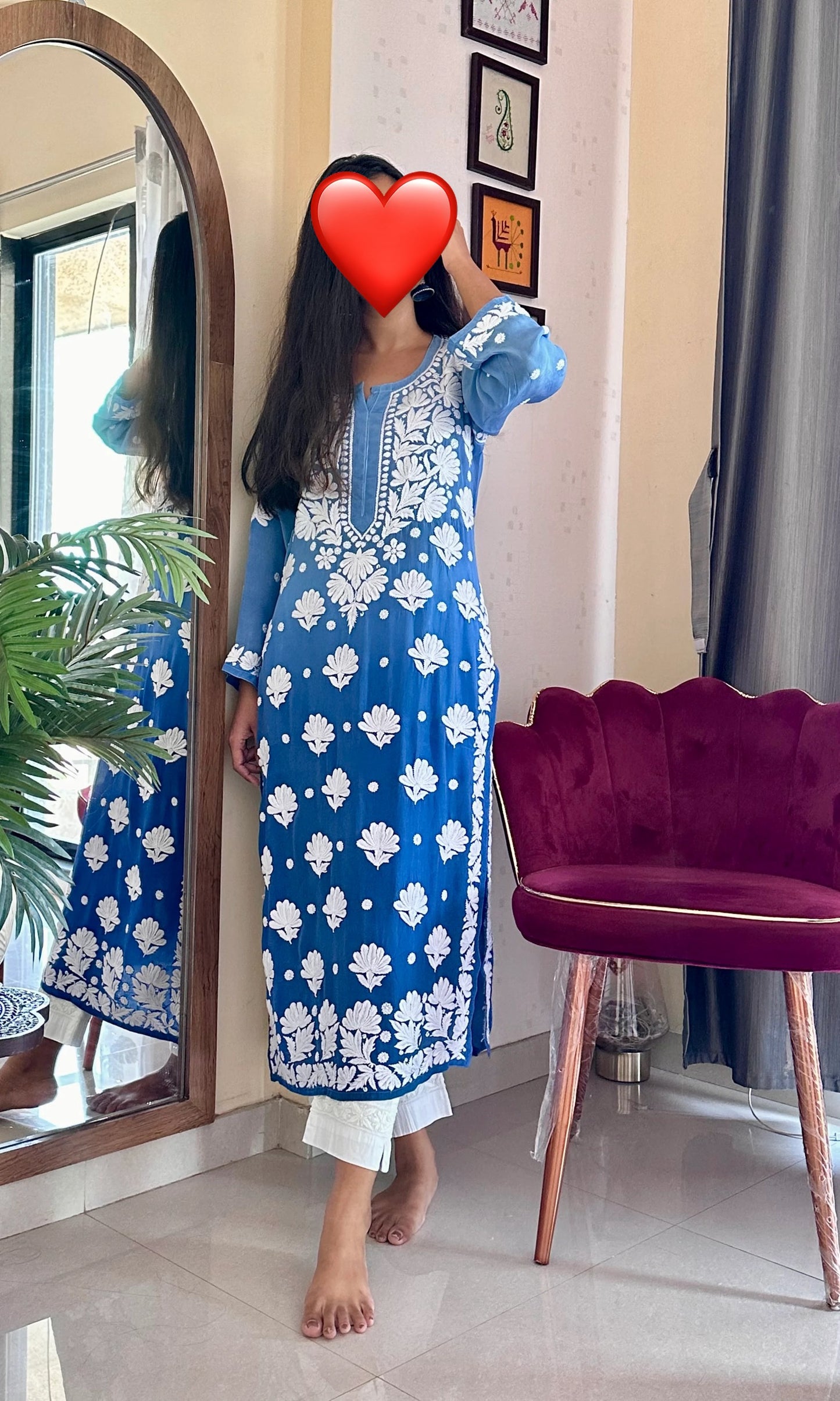 Ombre Muslin Chikankari Kurta/ Coord Set/ Full Suit