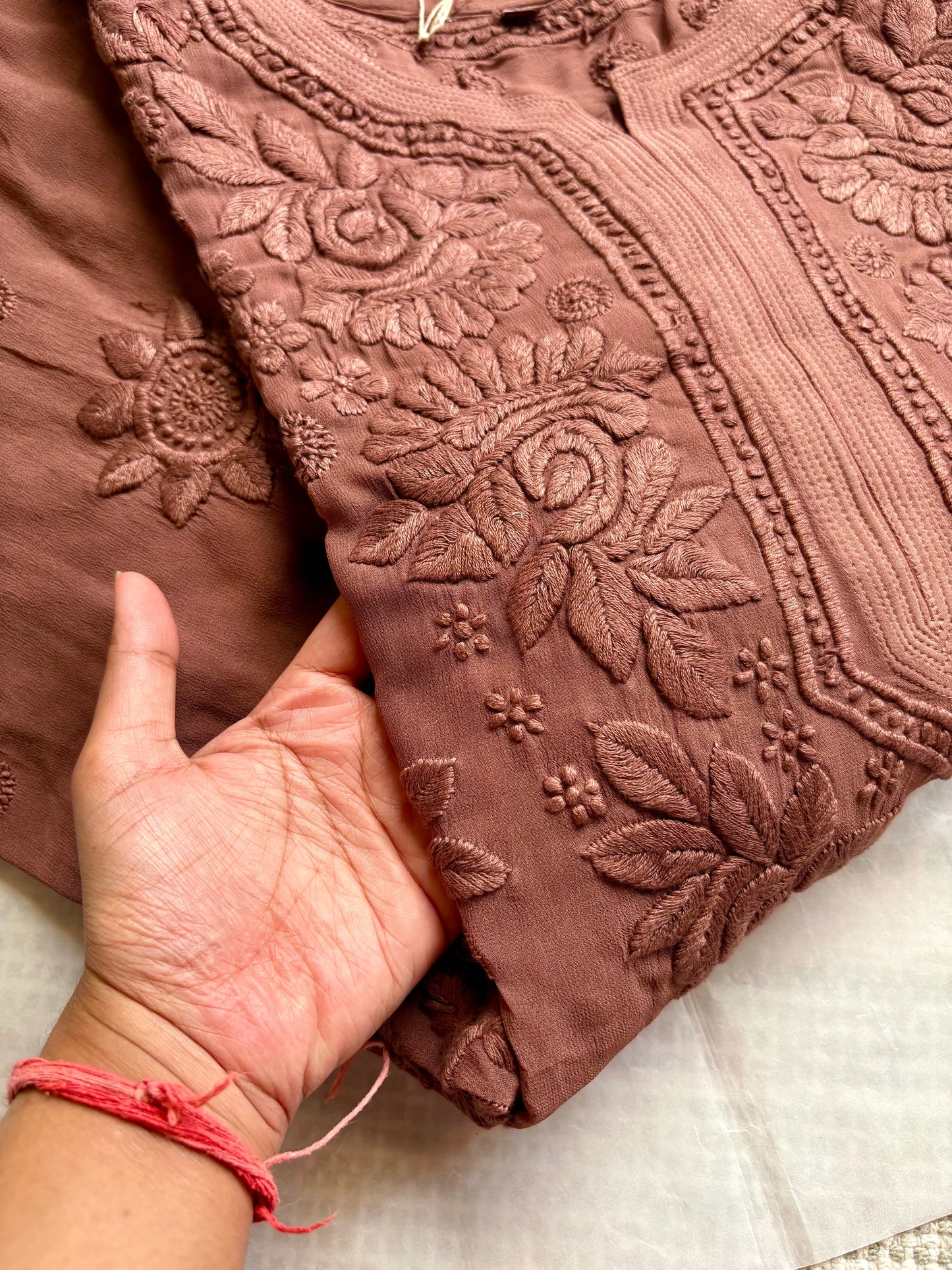 Inayah Brown 3D Premium Chikankari Kurta/ Coord/ Full suit