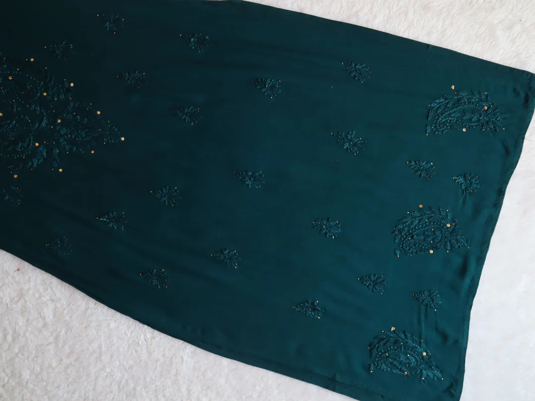 Teal Blue Mukaish Chikankari Kurta