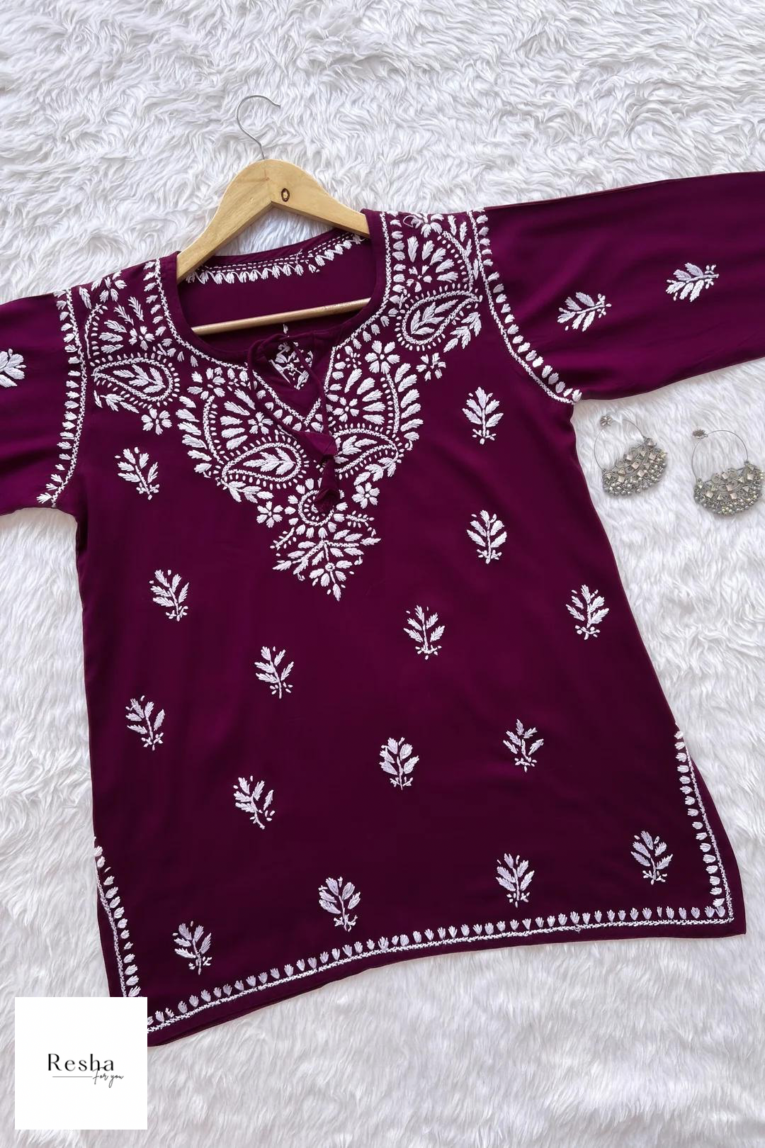 Short Chikankari Kurta