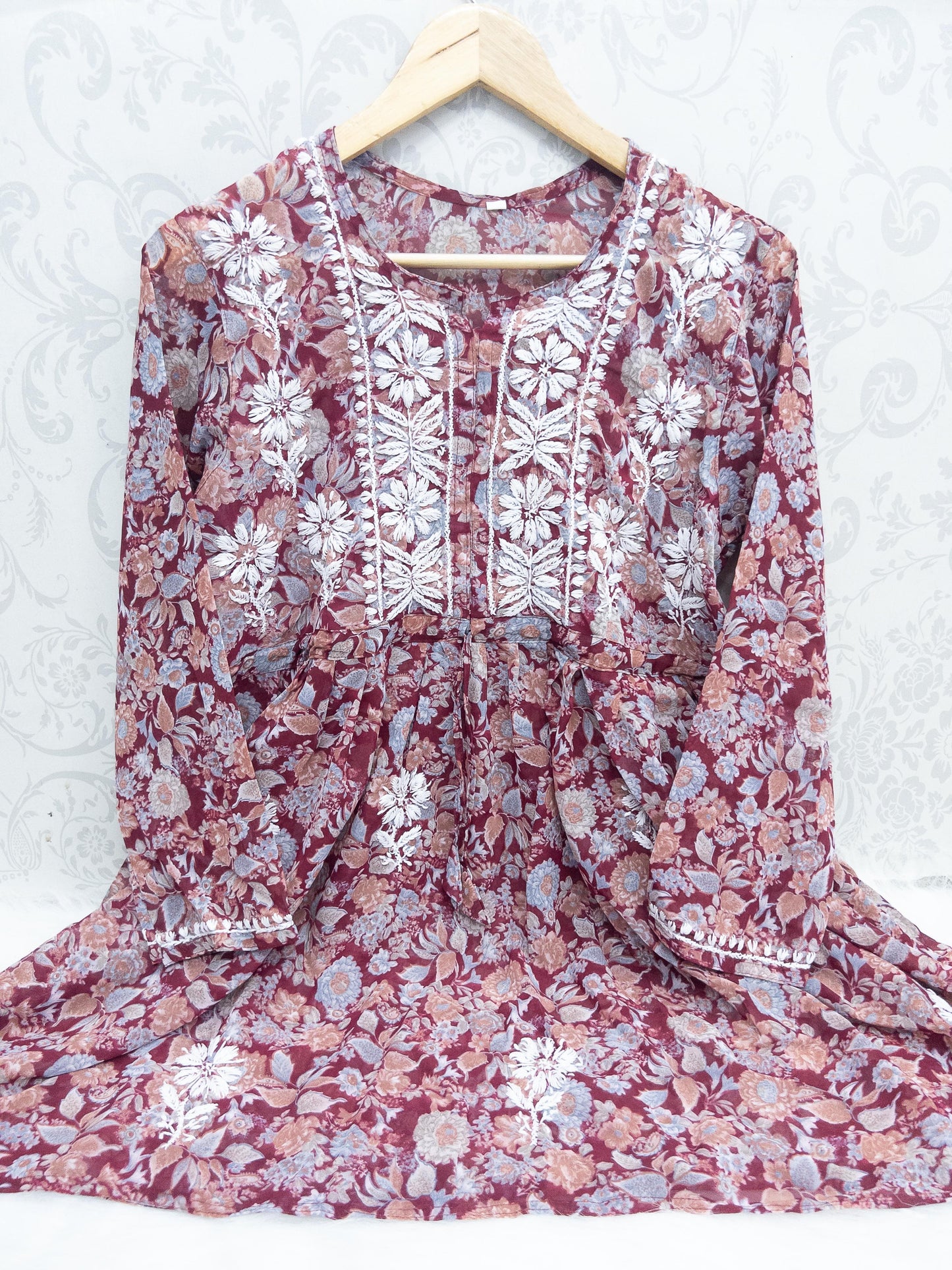 Short Chikankari Printed Kurti