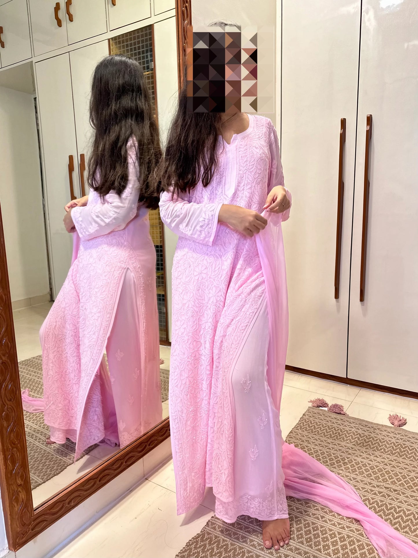 Baby Pink Premium Chikankari Suit