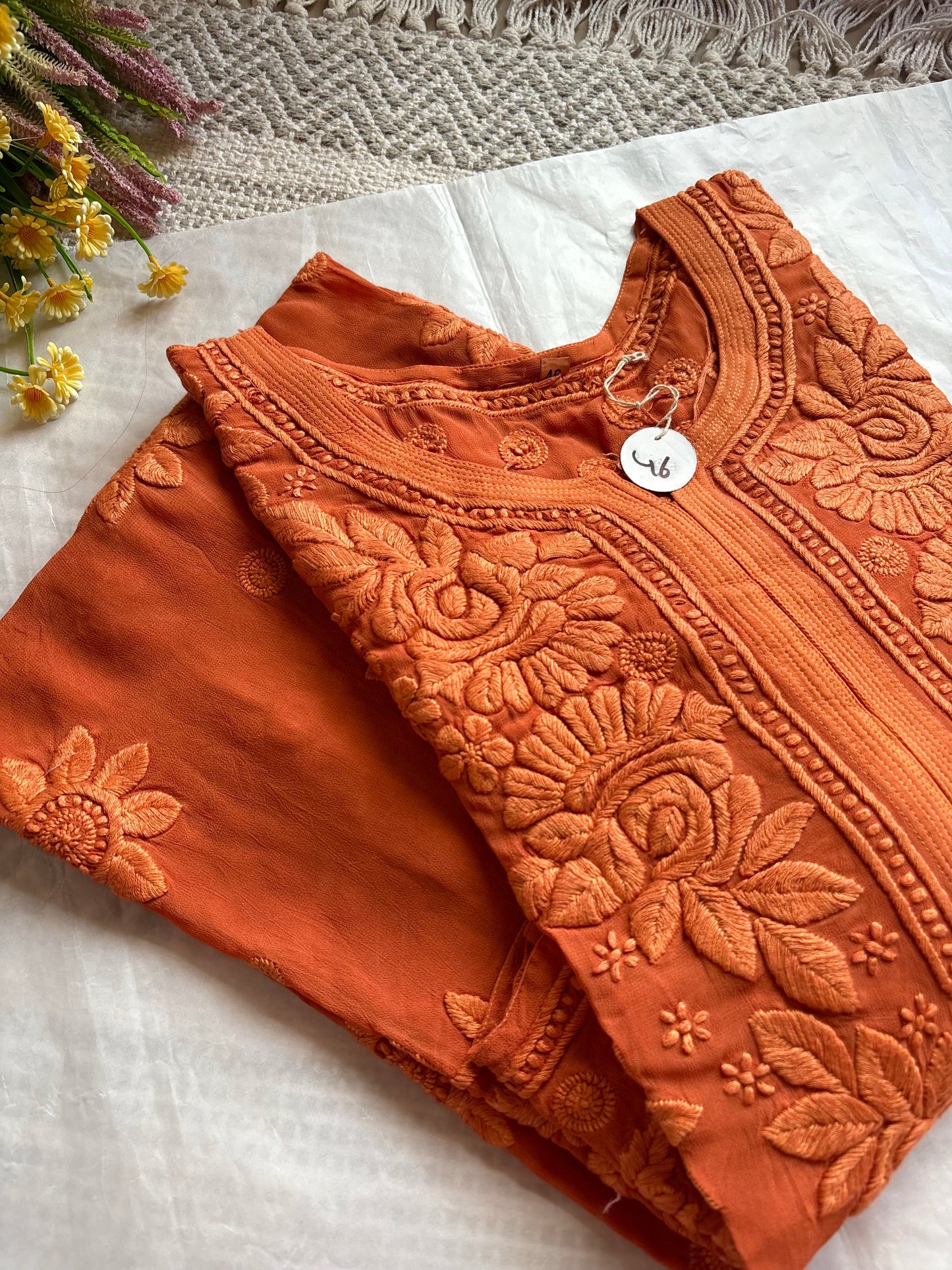 Inayah Rust Brown Premium 3D Chikankari Kurta/ Coord/ Full suit