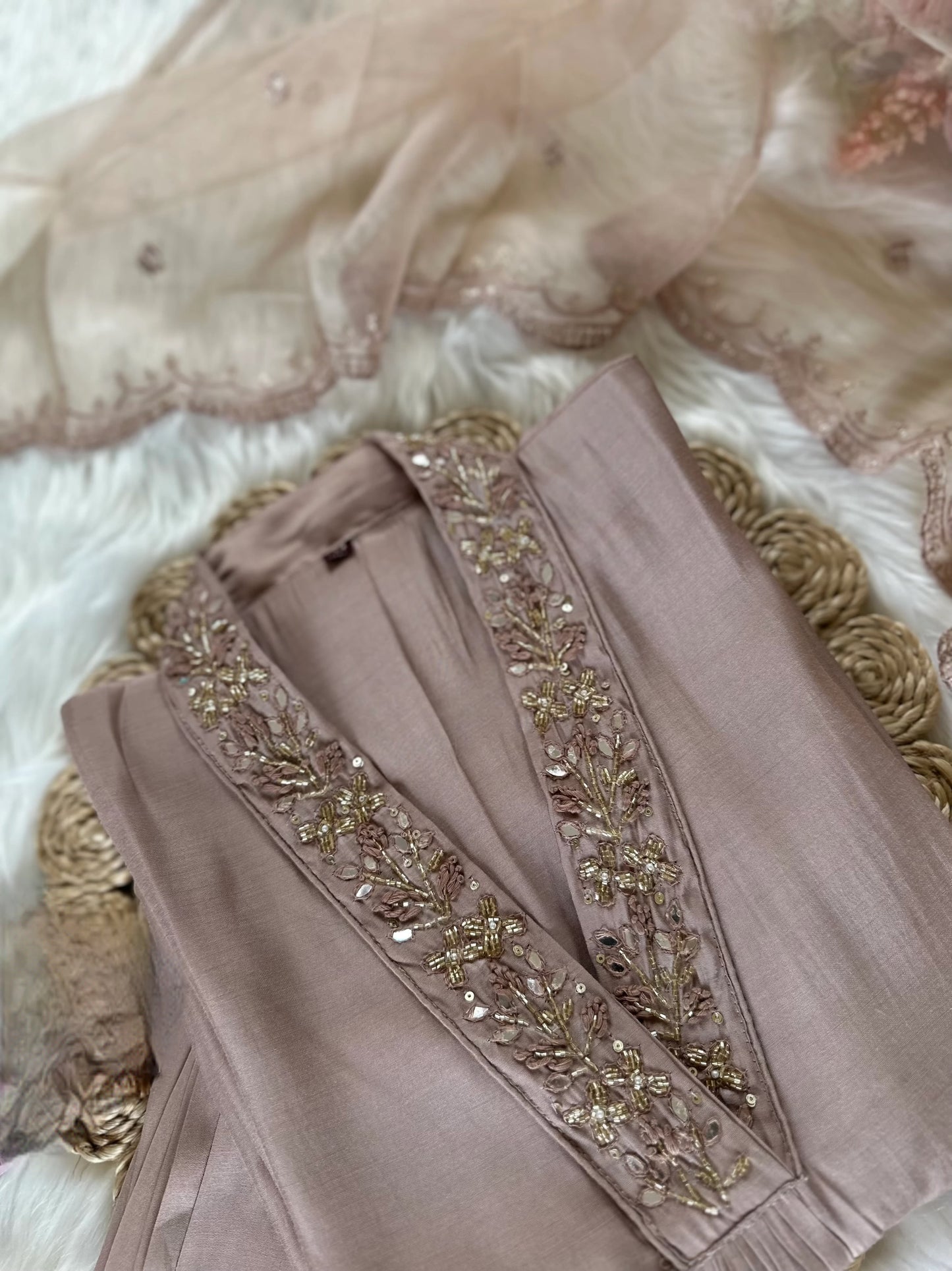 Lavish Dusty Rose Silk Suit