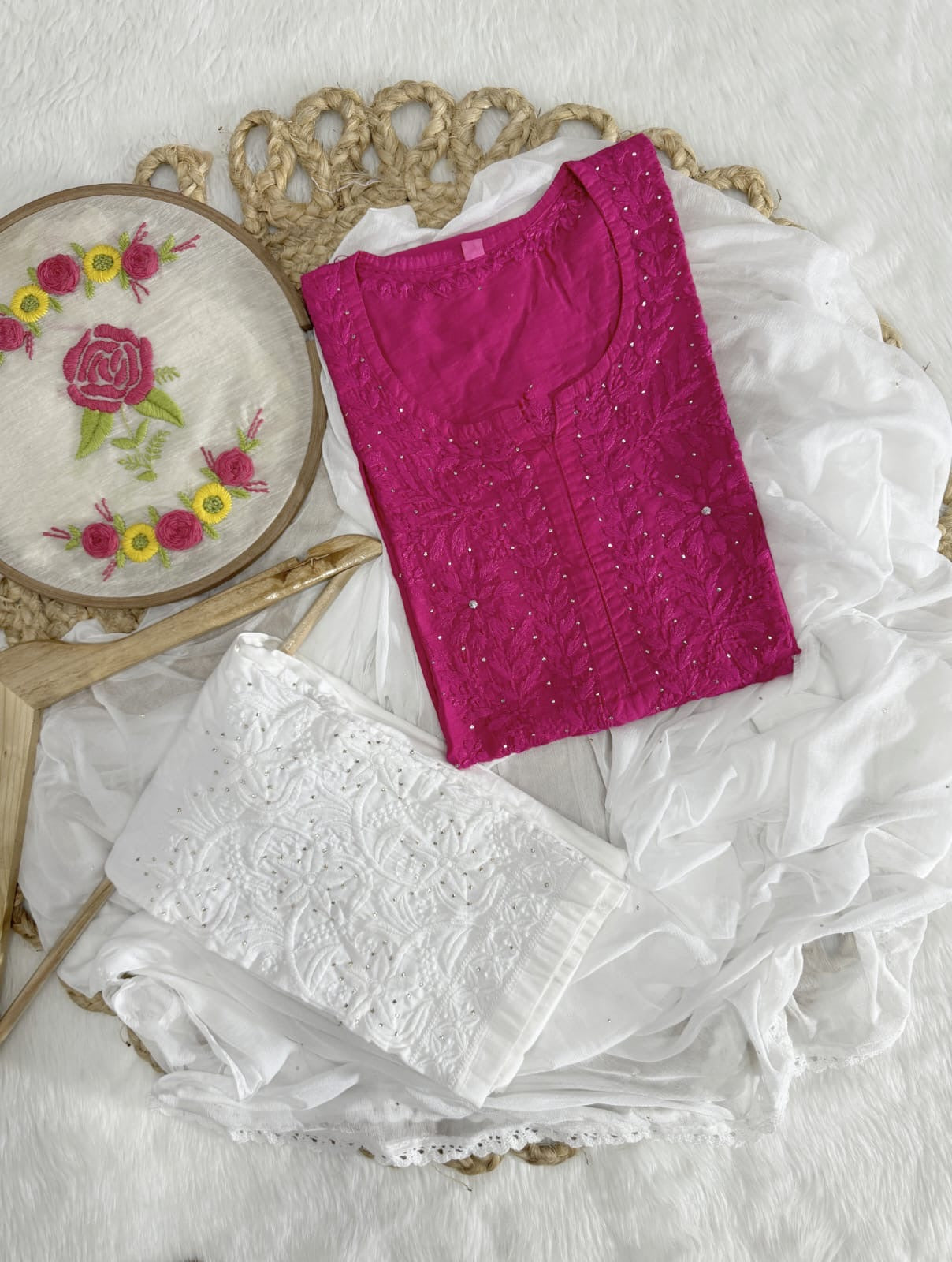 Chanderi Chikankari Kurti