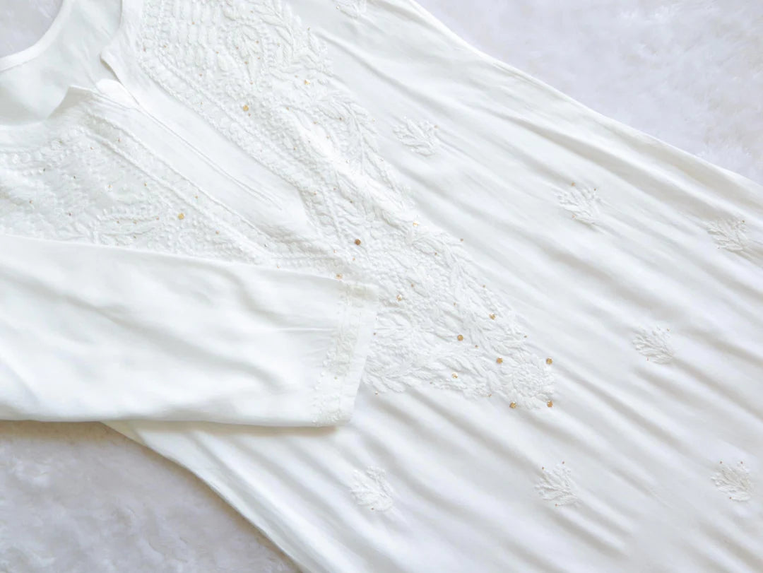 White Mukaish Chikankari Kurta