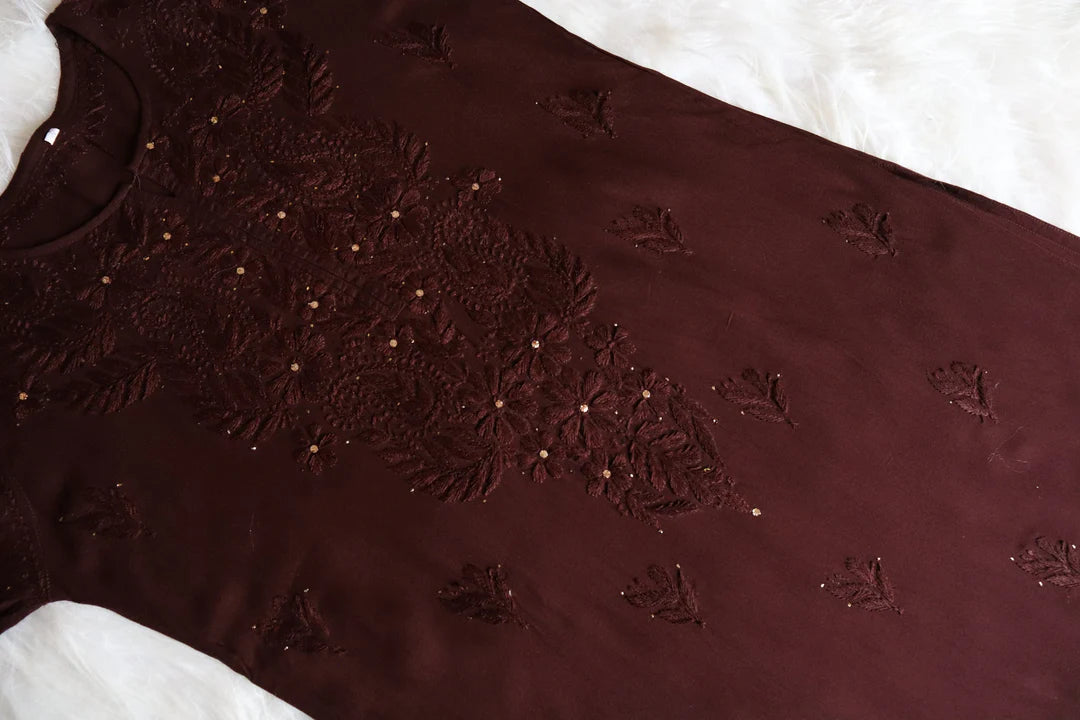 Brown Mukaish Chikankari Kurta