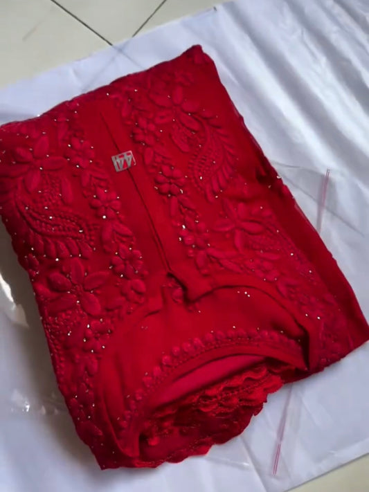 Valentine’s 2026 Premium Red Chikankari Kurta/ Coord/ Full Suit