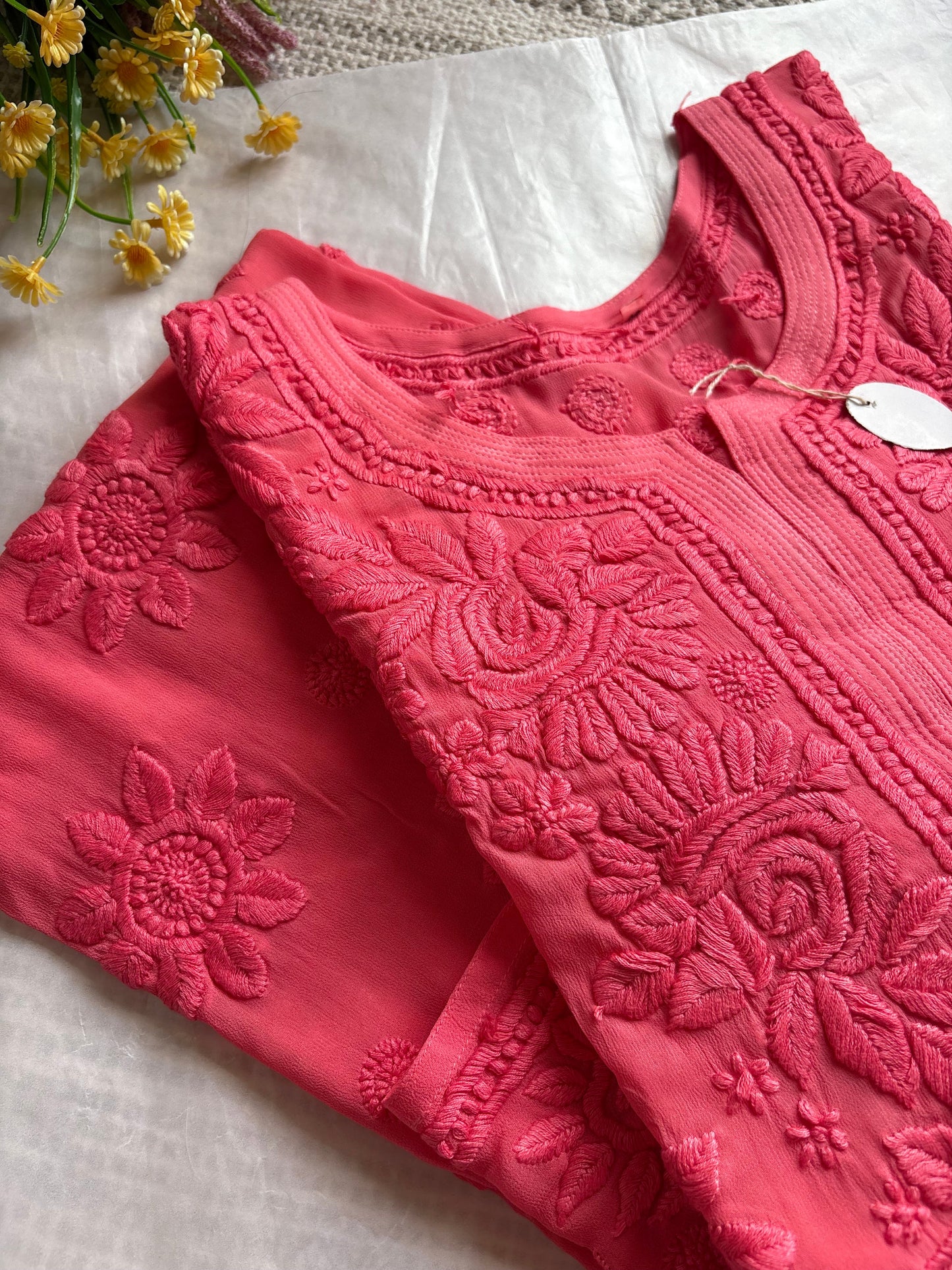 Inayah Salmon Pink Premium Chikankari Kurta/ Coord/ Full suit