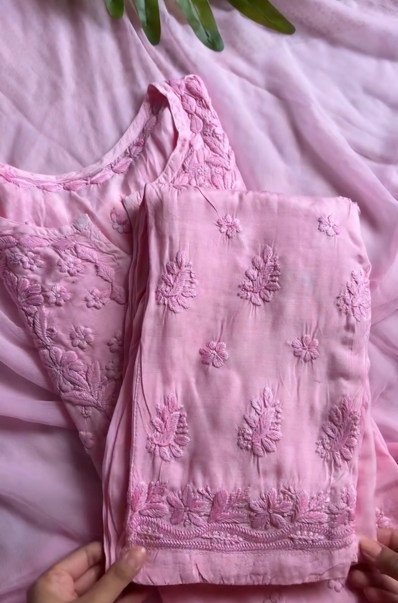 Blush Rose Premium 3D Chikankari Kurta/ Coord/ Full Suit