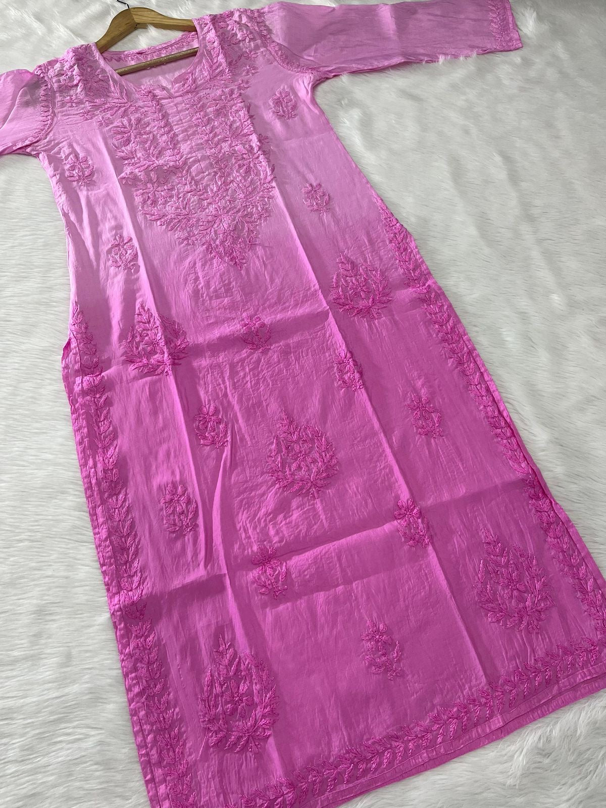 Ombre Chanderi Chikankari Kurta