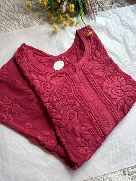 Inayah Crimson Rose Premium 3D Chikankari Kurta/ Coord/ Full Suit