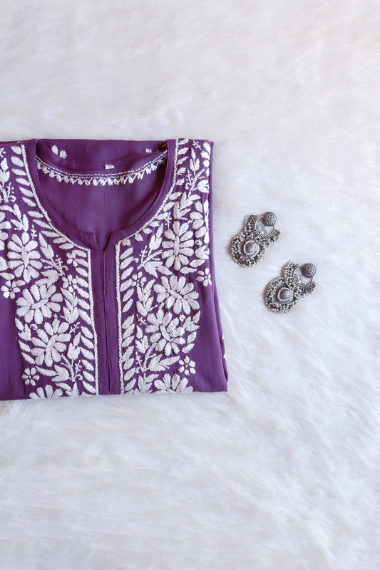 Purple Chikankari Kurta