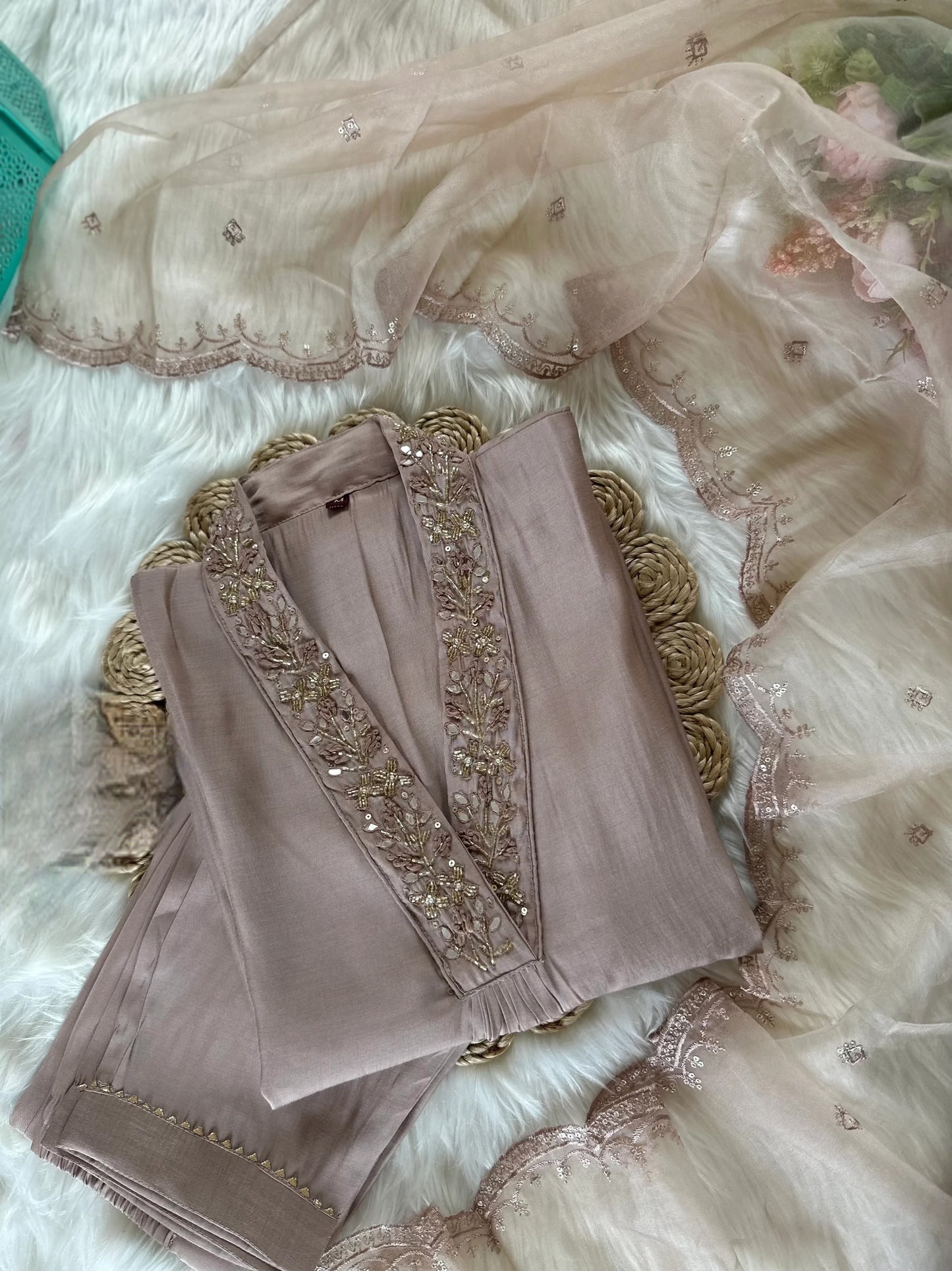 Lavish Dusty Rose Silk Suit