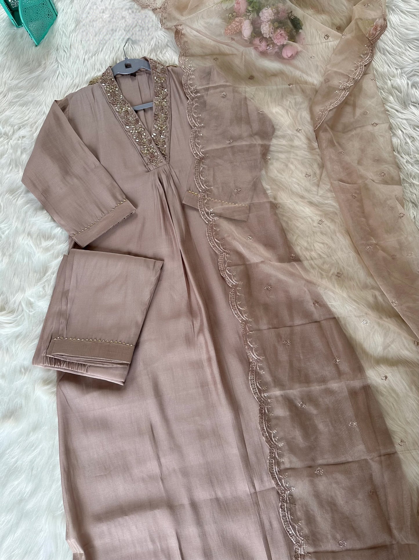 Lavish Dusty Rose Silk Suit