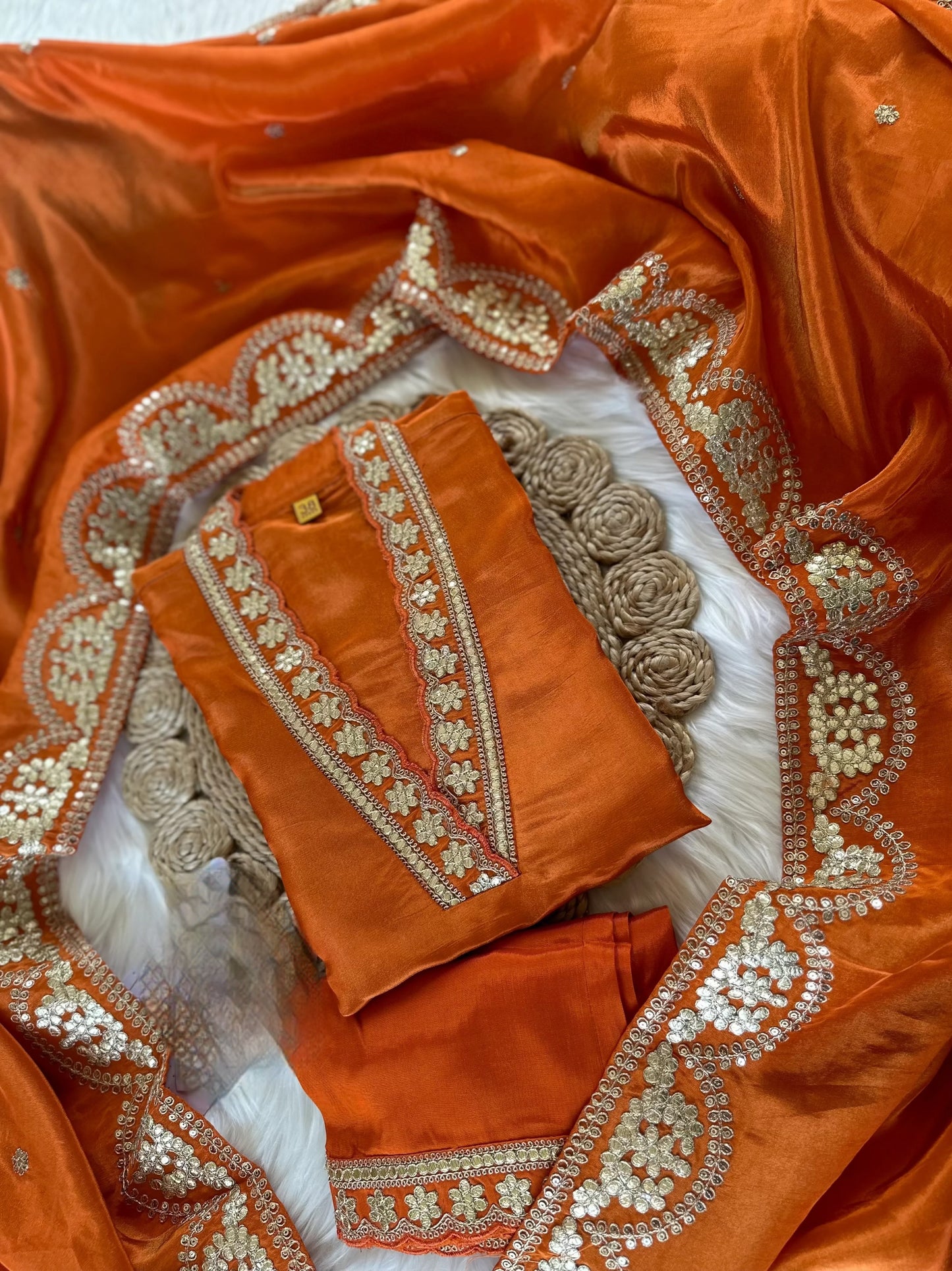 Tissue Silk Orange Suit