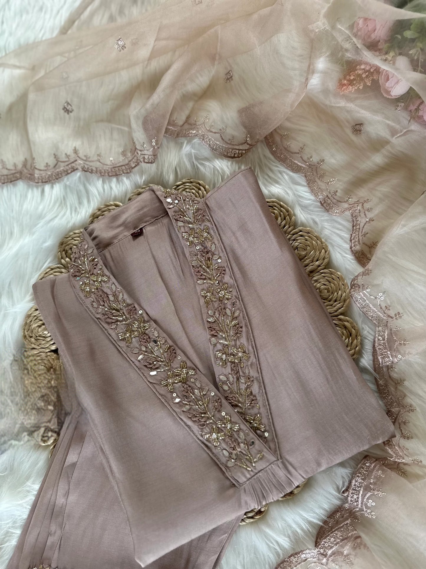 Lavish Dusty Rose Silk Suit