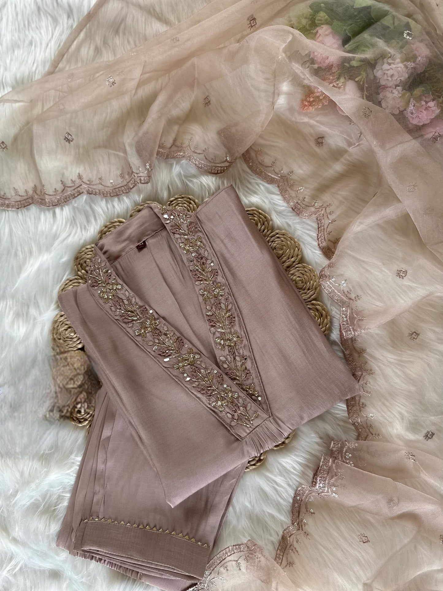 Lavish Dusty Rose Silk Suit