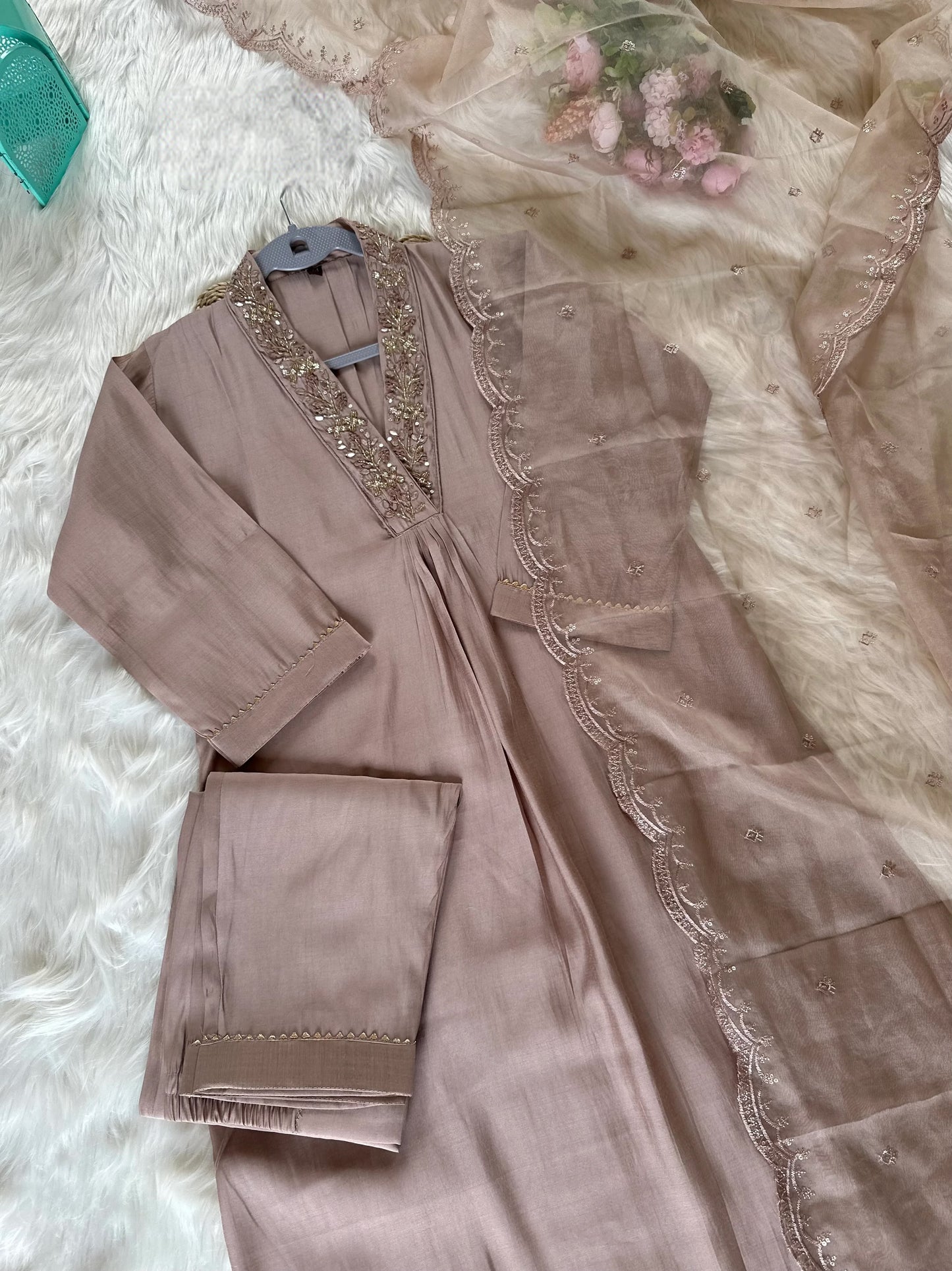 Lavish Dusty Rose Silk Suit