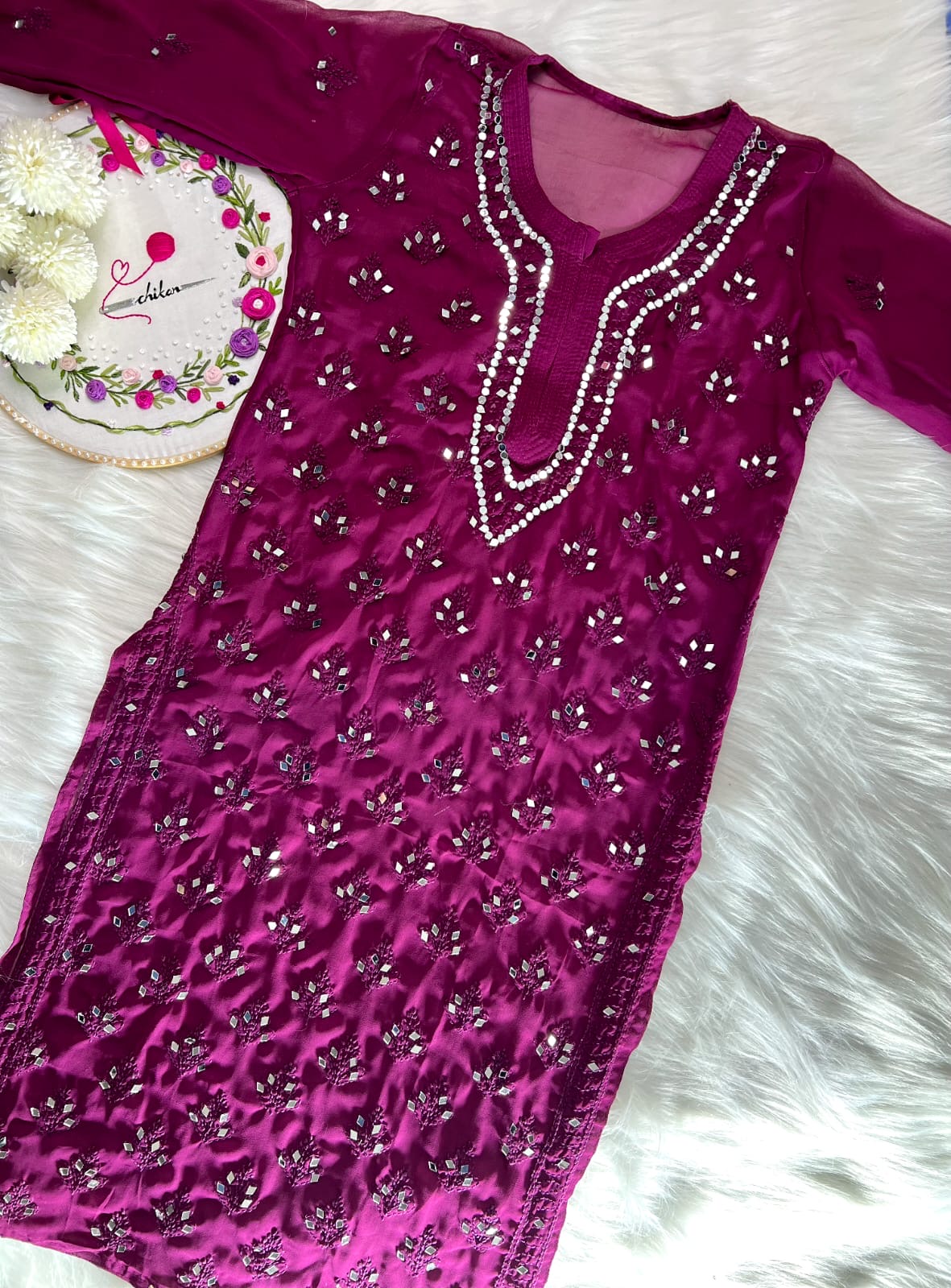 Eid Mirror Chikankari Suit