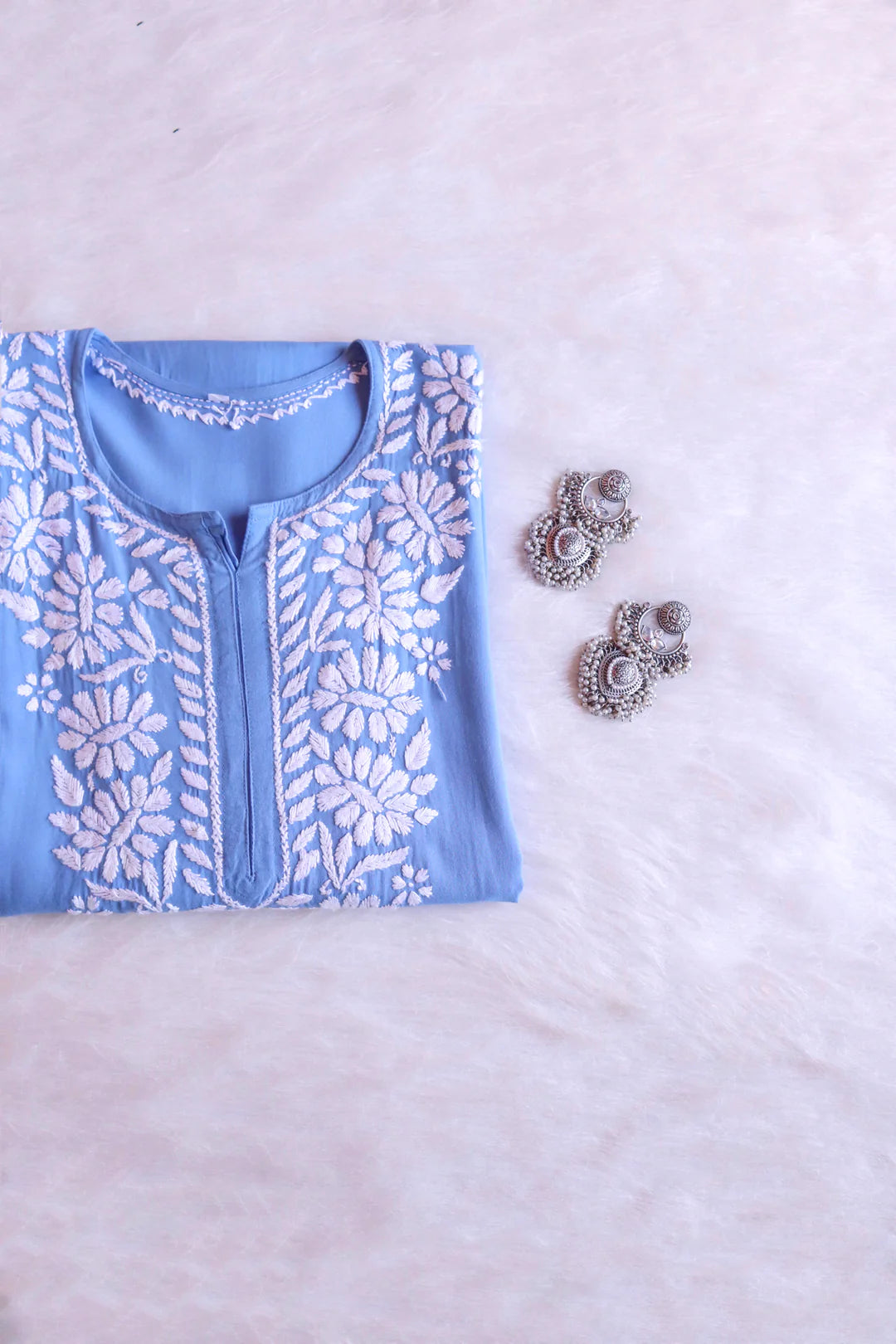 Ice Blue Chikankari Kurta