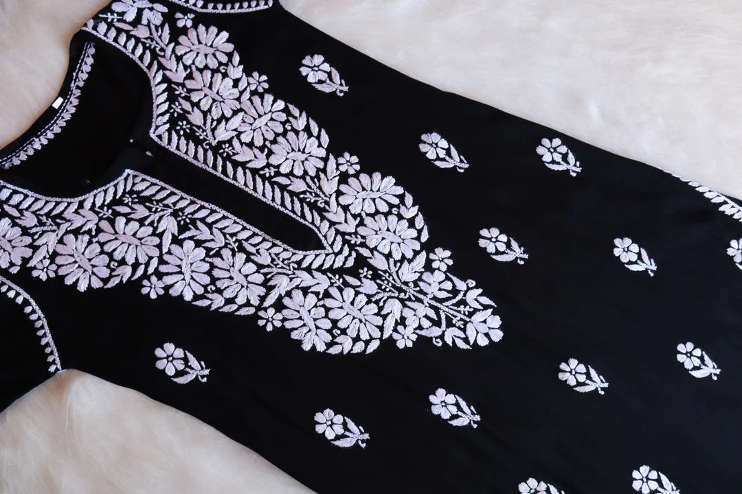 Black Chikankari Kurta