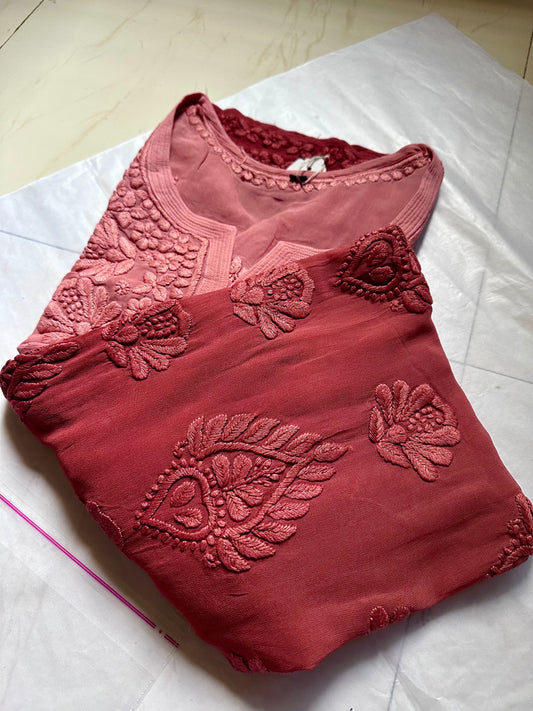 Royal Brown Ombre Chikankari Kurta
