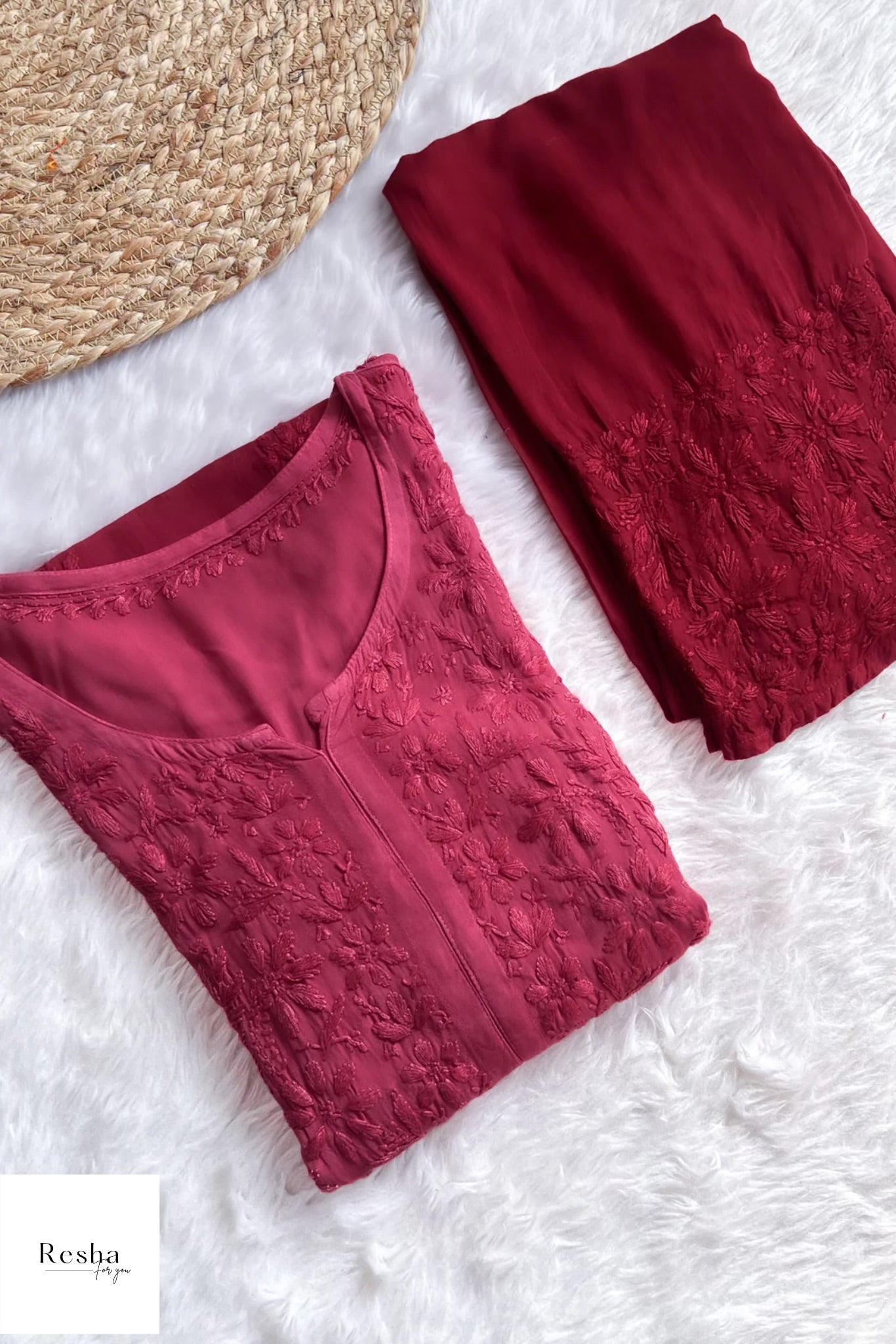 Rayon Chikankari Coord Set