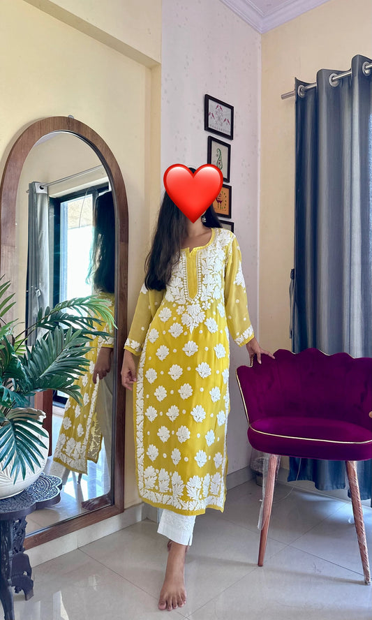 Ombre Muslin Chikankari Kurta/ Coord Set/ Full Suit