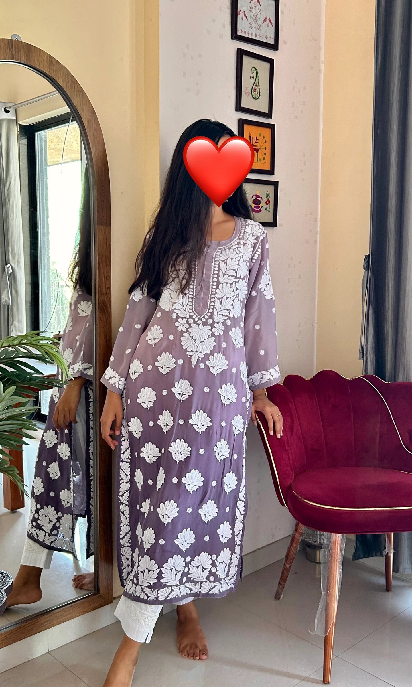 Ombre Muslin Chikankari Kurta/ Coord Set/ Full Suit