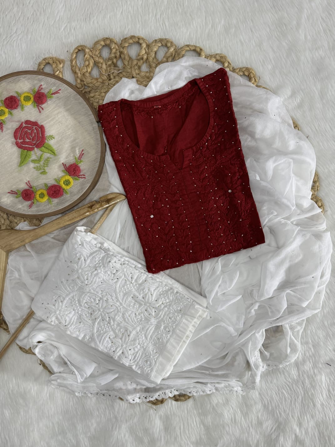 Chanderi Chikankari Kurti