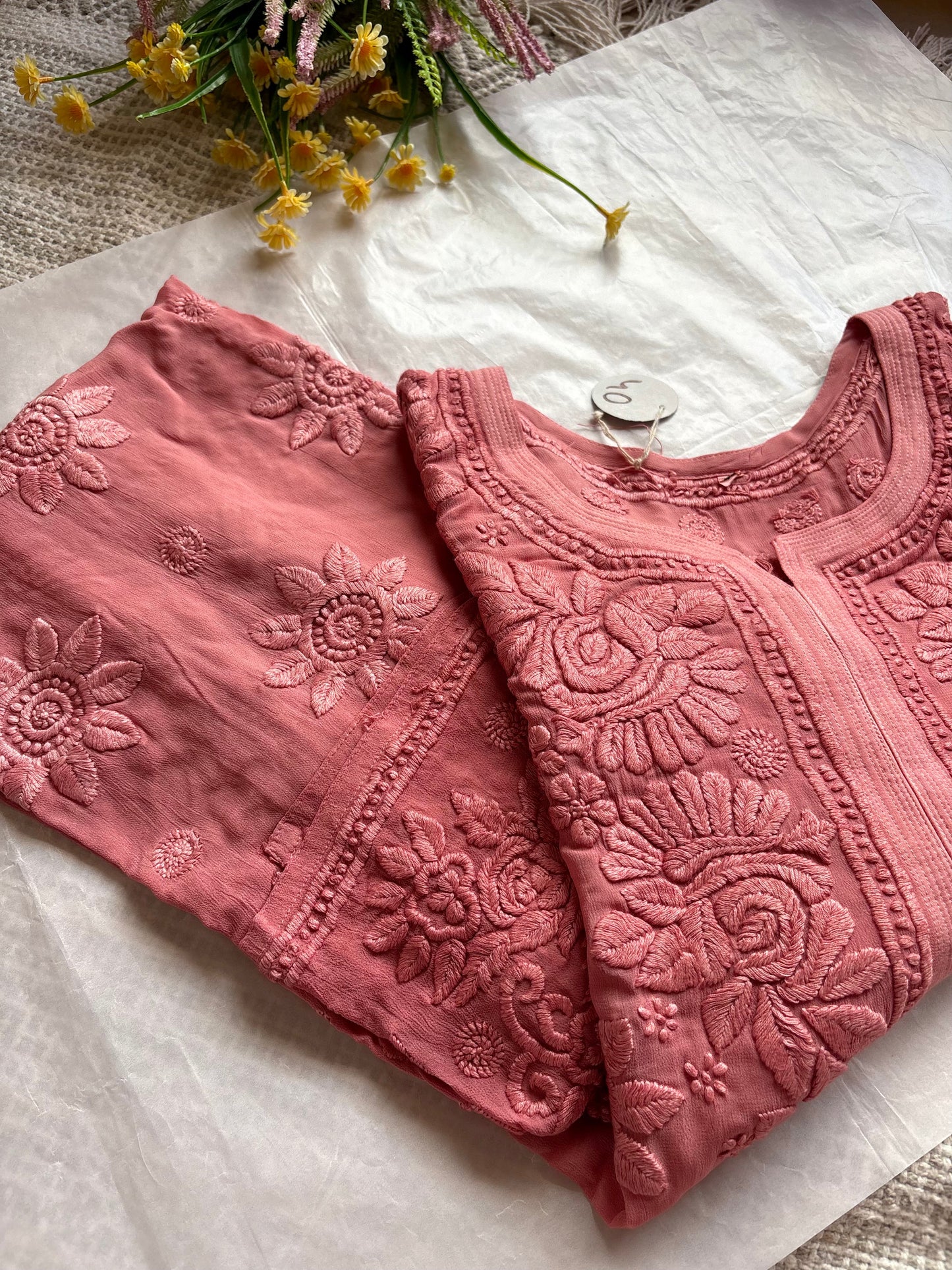 Inayah Dusty Rose Premium 3D Chikankari Kurta/ Coord/ Full Suit