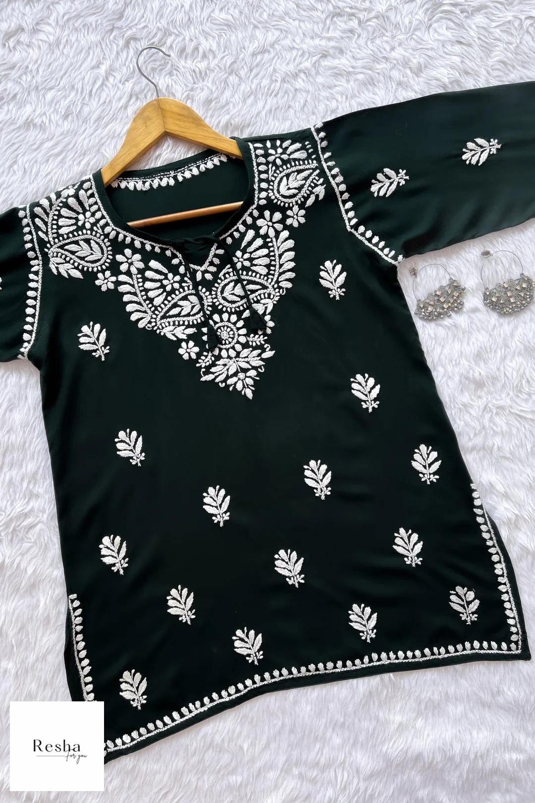 Short Chikankari Kurta