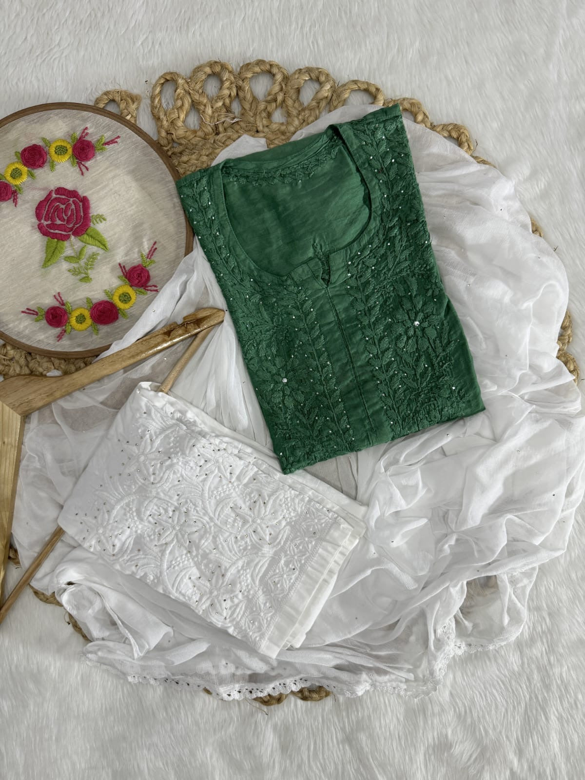 Chanderi Chikankari Kurti