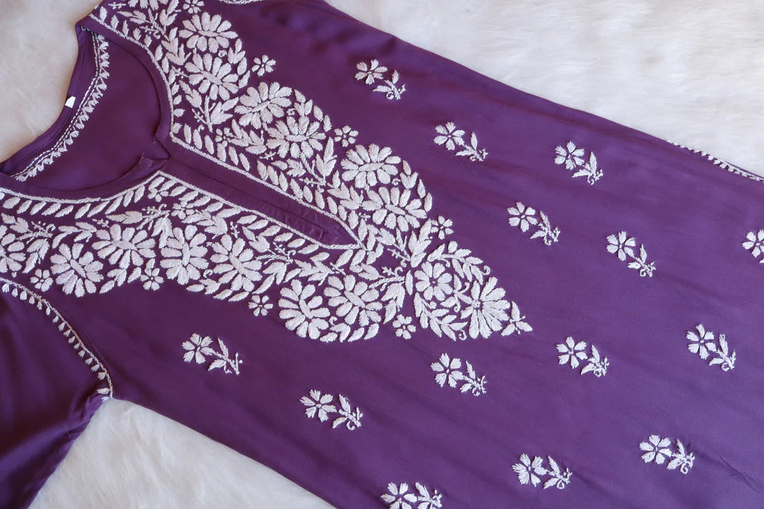 Purple Chikankari Kurta