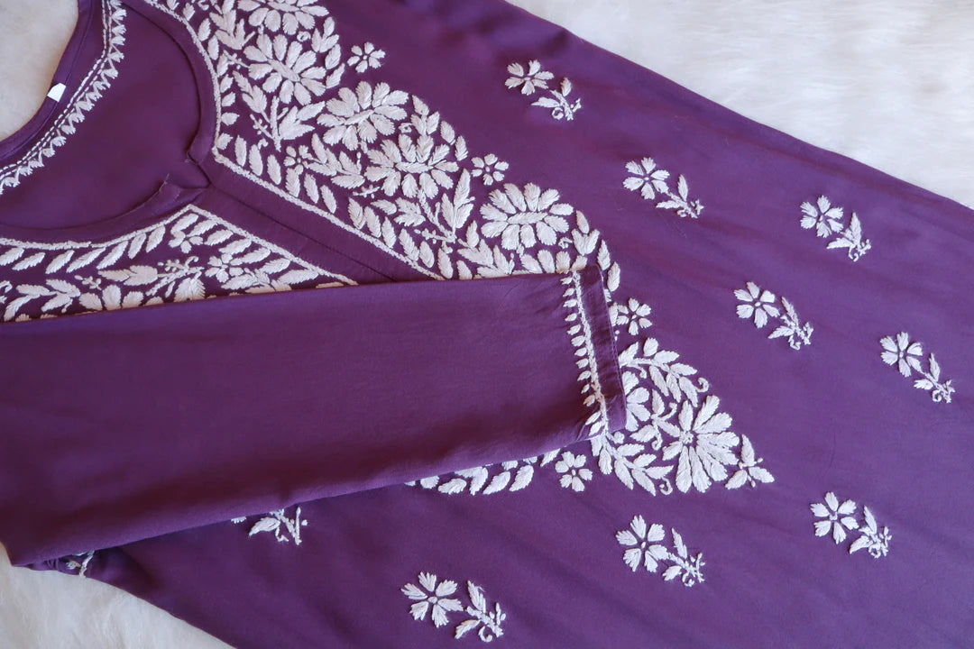 Purple Chikankari Kurta