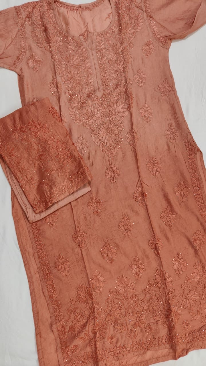 Chanderi Chikankari Set