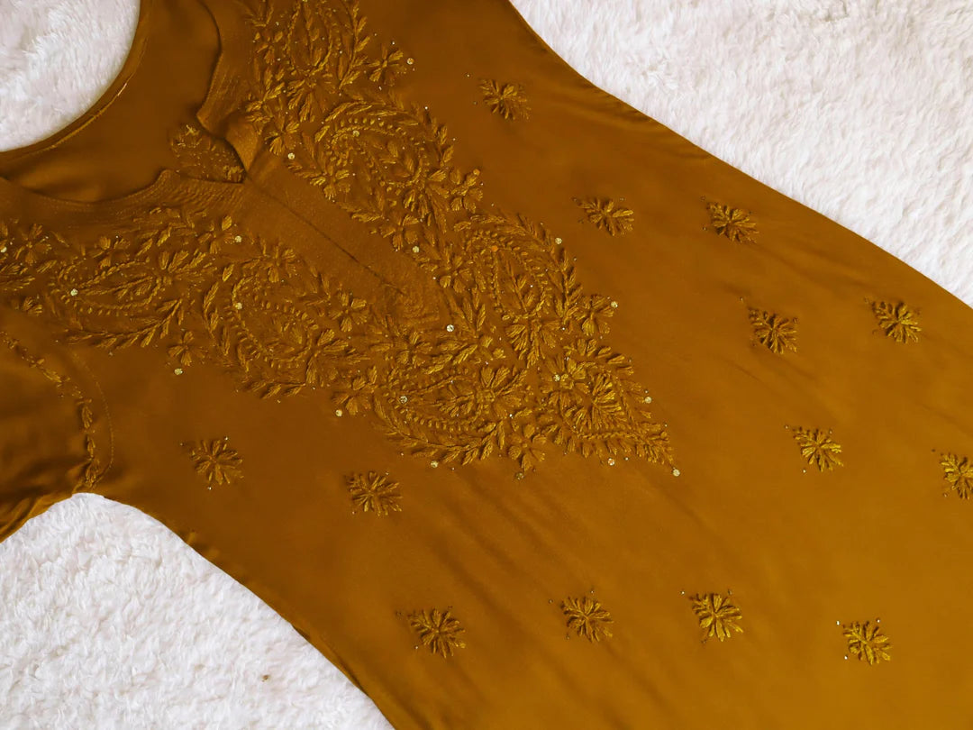 Golden Mukaish Chikankari Kurta